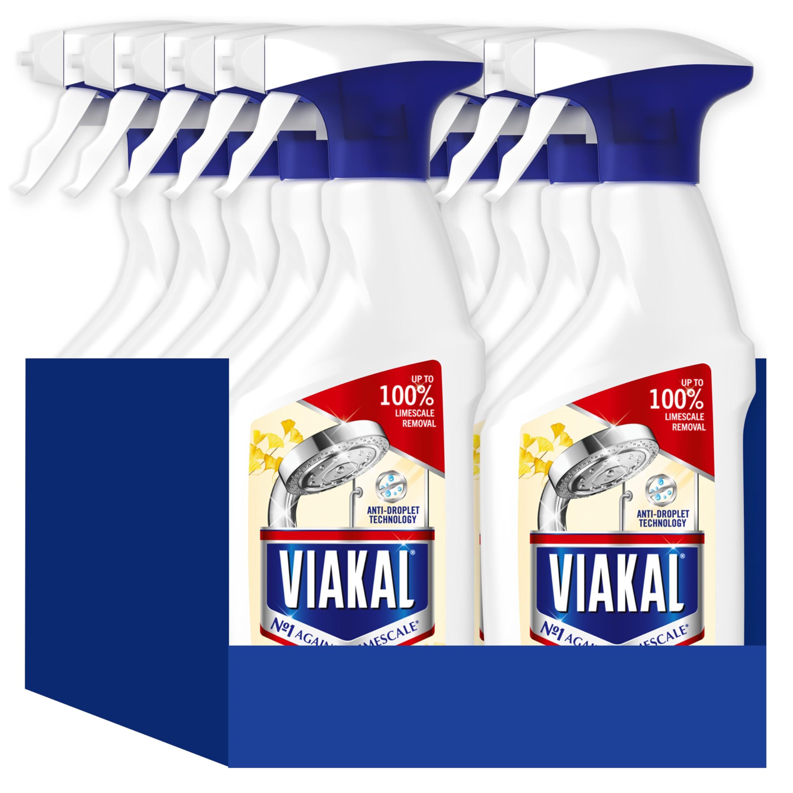 Viakal Vinegar Action Cleaning Spray 10 x 500ml, To Remove Up To 100% Of Limescale With Anti-droplet Technology