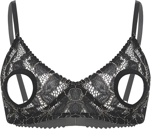 iiniim Womens Open Bust Open Cup Womens Lace Lingerie Bra Sheer See Through Bra Top Underwear Night Clubwear Loungewear Sleepwear