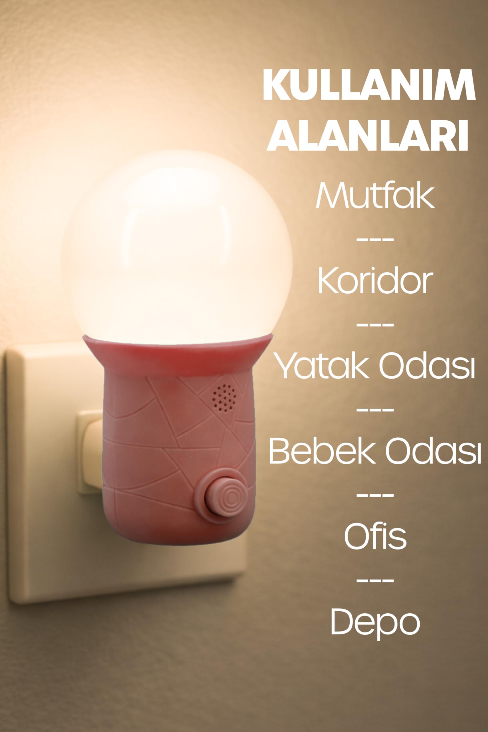 2li Gece Lambası Kubbe Tip 2 MOD Sarı-Beyaz Işık Koridor Hol Işığı Uyuma Işığı Pembe+Turkuaz GC11