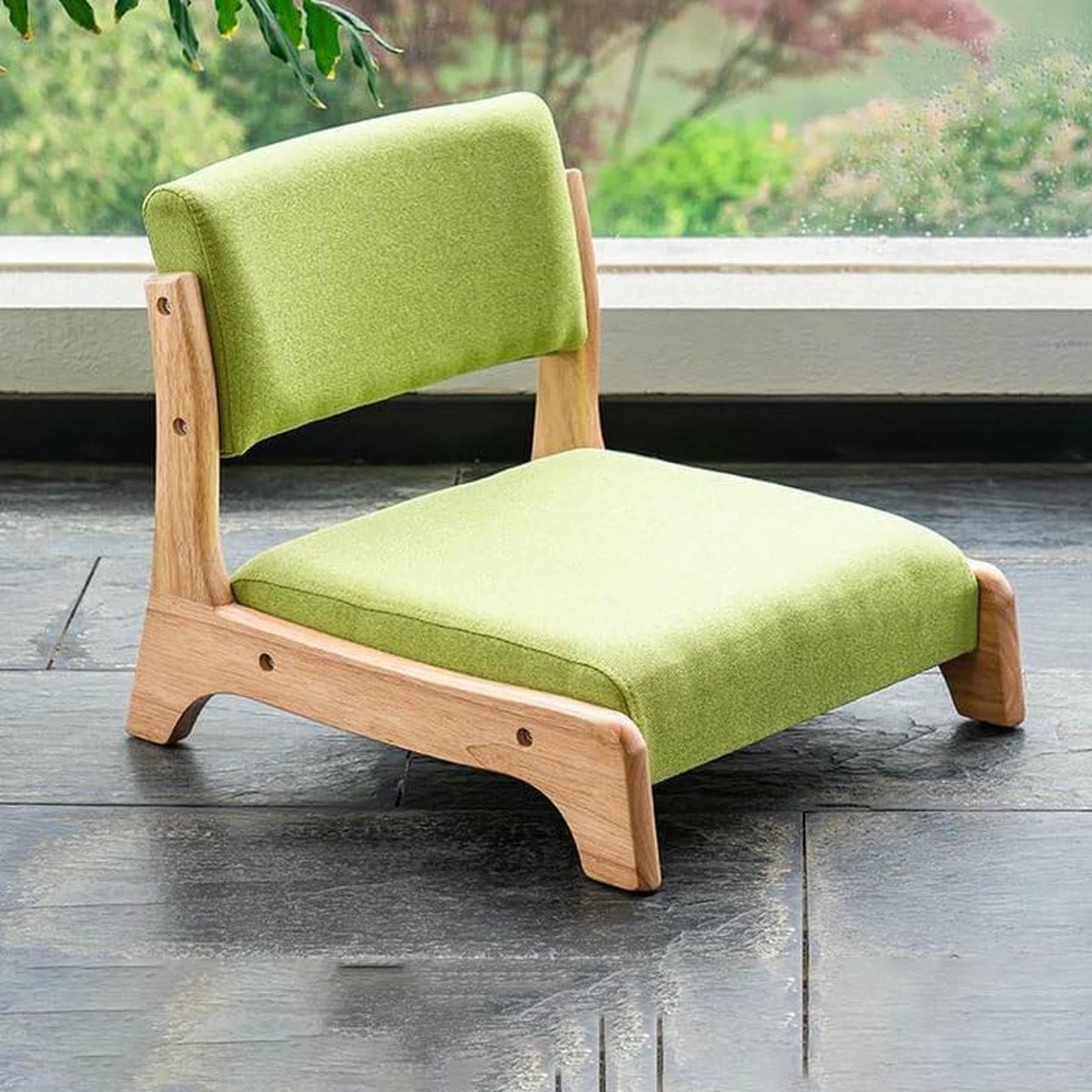 Tatami en bois massif avec soutien dorsal, assise de sol premium style japonais