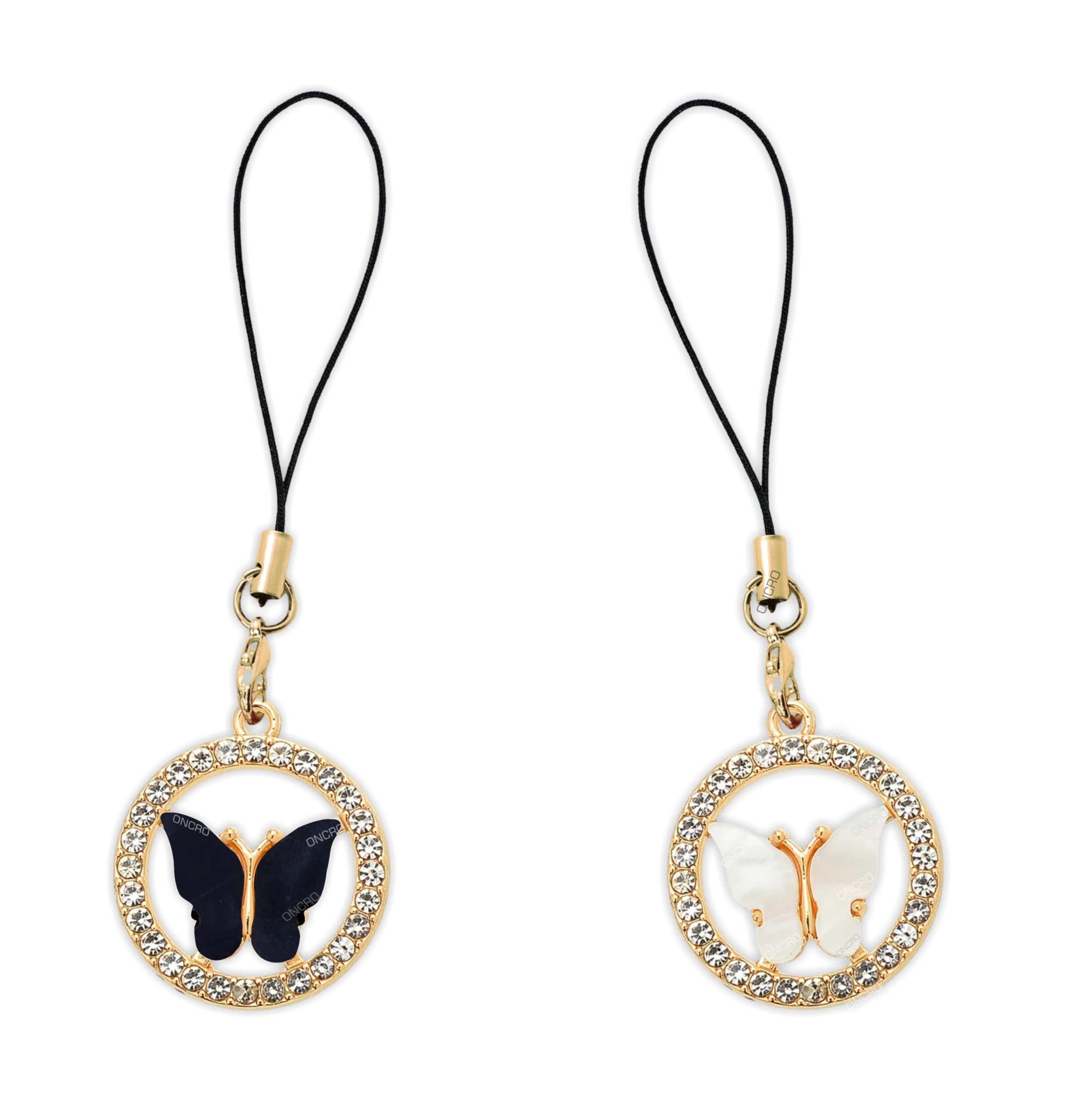 ONCRO® Pack of 2 Rhinestone Butterfly pendant phone charms aesthetic for girls women backpack hanging keychain key ring gold accessories necklace bracelet clasp thread Ornament decor Smart combo (B0D3ZDBS8P) Amazon Price History, Amazon Price Tracker