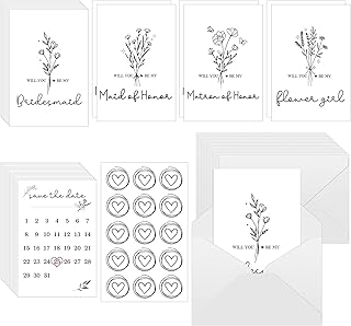 Jutom 28 Pcs Funny Bridesmaid Proposal Card Set, Include 8 Will You Be My Bridesmaid, 2 Will You Be My Maid of Honor, 2 Matron of Honor, 2 Flower Girl and 14 Envelopes for Wedding Bridal Shower