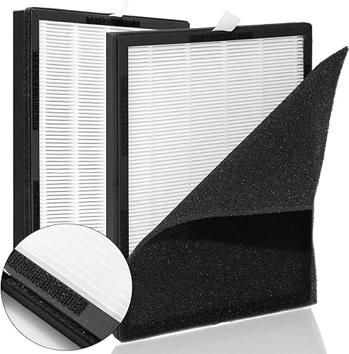 Miniatura 4 de Paquete de 2 filtros de repuesto KJ190L con filtro lavable compatible con filtro HEPA MOOKA H13 purificador de aire para mascotas, filtro de carbón
