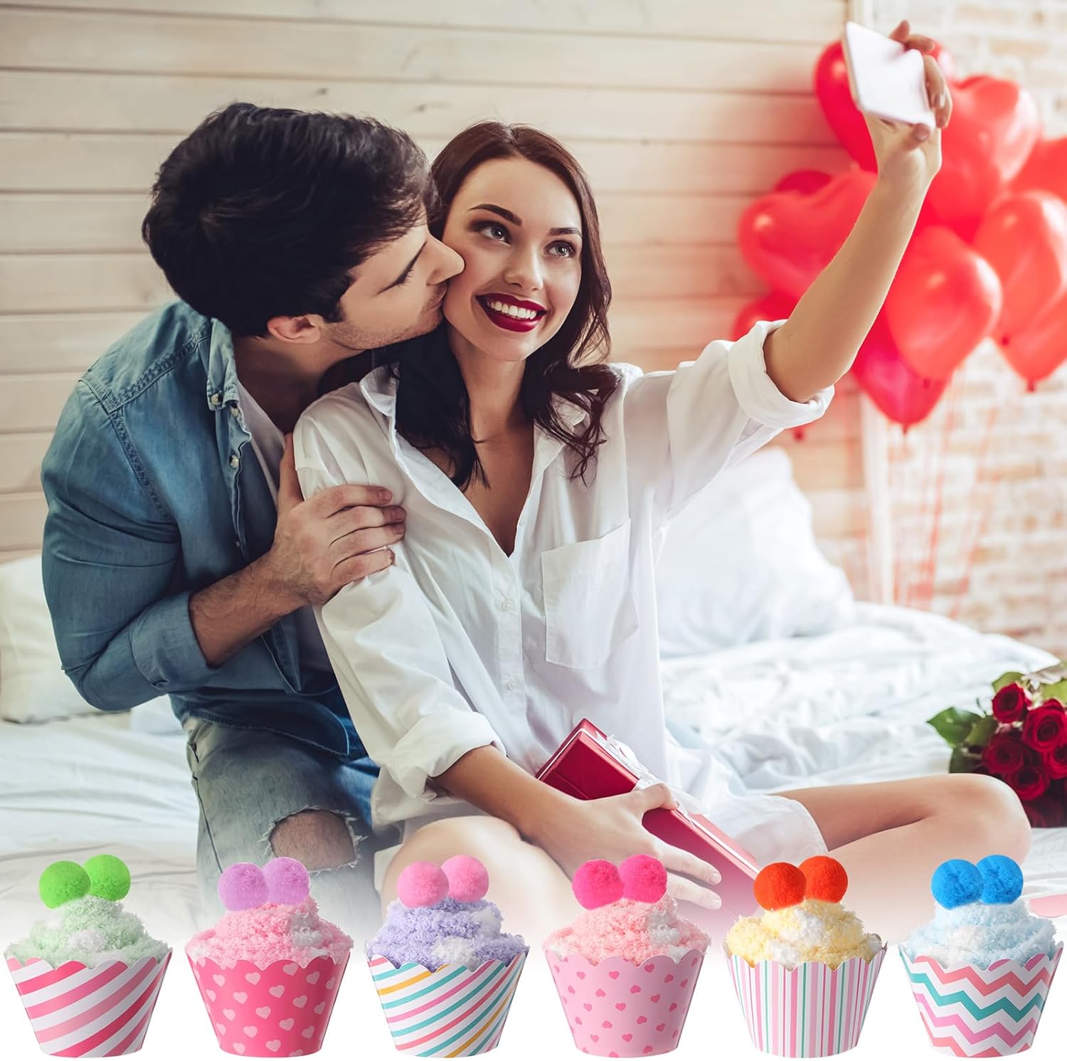 Geyoga 6 Pair Valentines Day Cupcake Fuzzy Socks for Women Cute Cozy Fluffy Winter Warm Slipper Socks - Image 7