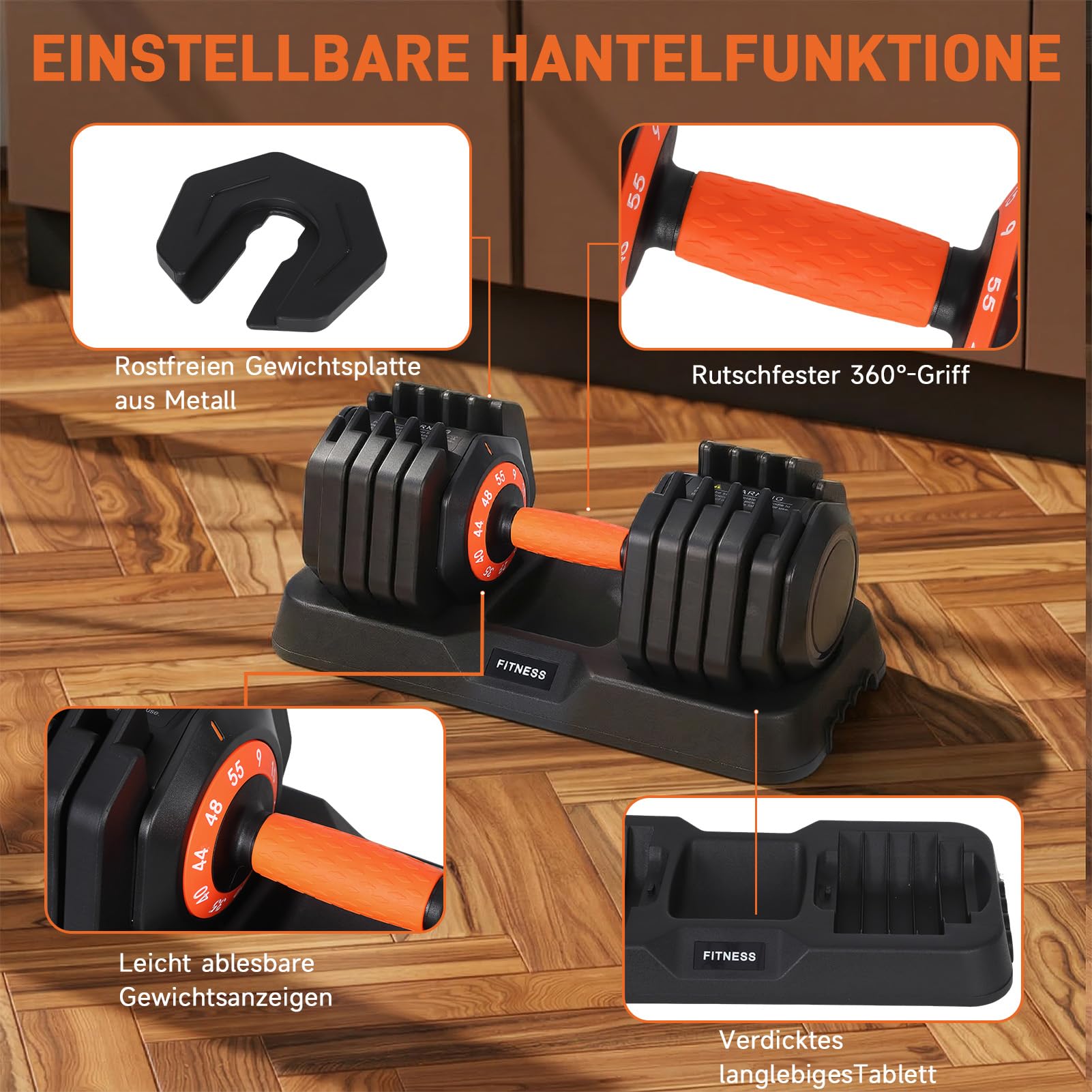 HAUSPROFI Verstellbare Hanteln 5 in 1(11kg)/10 in 1(25kg), 1S Schnellverstellung Einstellbare Platzsparende Hantel, Hanteln Verstellbar mit Rutschfestem Griff, Gut für Zuhause Büro Fitnessstudio