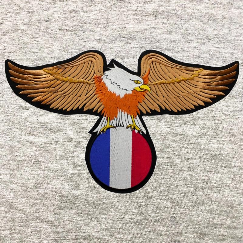 Patch brodé Aigle drapeau France idéal pour personnaliser un blouson de motard