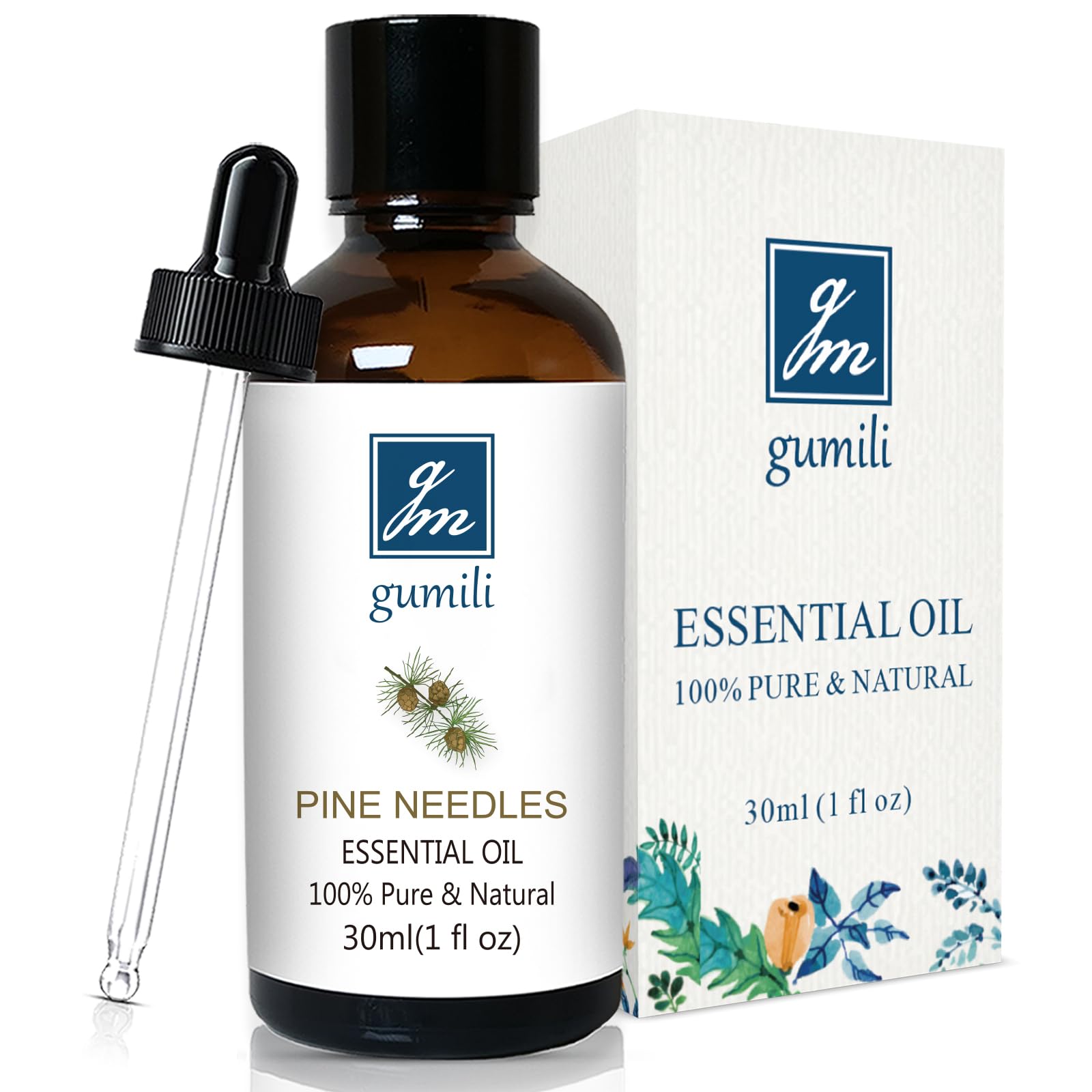 GM Gumili Pine Needle Essential Oil 1 Oz - 100% Pure &amp; Natural Pine Oil for Diffuser, Skin, Massage &amp; Aromatherapy - Fresh Pinus Essential Oils Fragrance