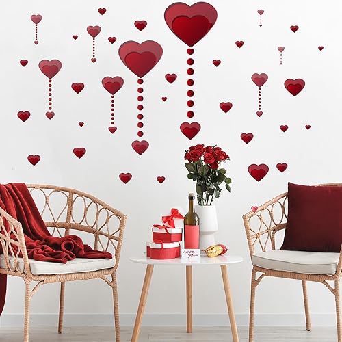 Miniatura 1 de Calcomanías de pared colgantes de corazón para el día de San Valentín, murales de pared para decoración de habitación, puerta, boda, fiesta, ventana