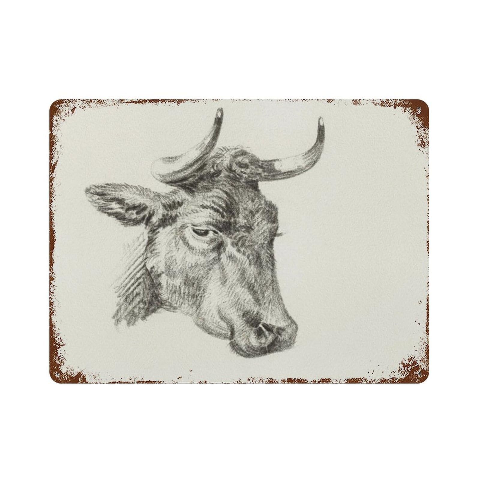 xiaoxiaoshen Vintage Cow Sketch 19th Century Illustration Able Wall Decor Art Metal Tin Poster Modern Home Decor Art Home Bar Shop Decorations Vintage Sign 30x40cm