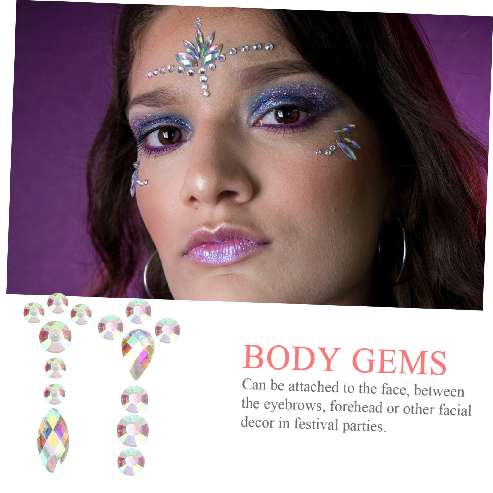 Ipetboom 28hojas Pegatinas De Gemas Faciales Autoadhesivas Para Maquillaje De Decoración Brillante Para Fiestas De Halloween Cosplay y Eventos Especiales Estilo Único Para Rostro Frente y