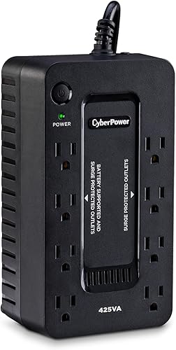 Vista 3 de CyberPower ST425 UPS de reserva con respaldo de batería y protector contra sobretensiones, 425VA/260W, 8 tomas de corriente, compacto, certificado UL