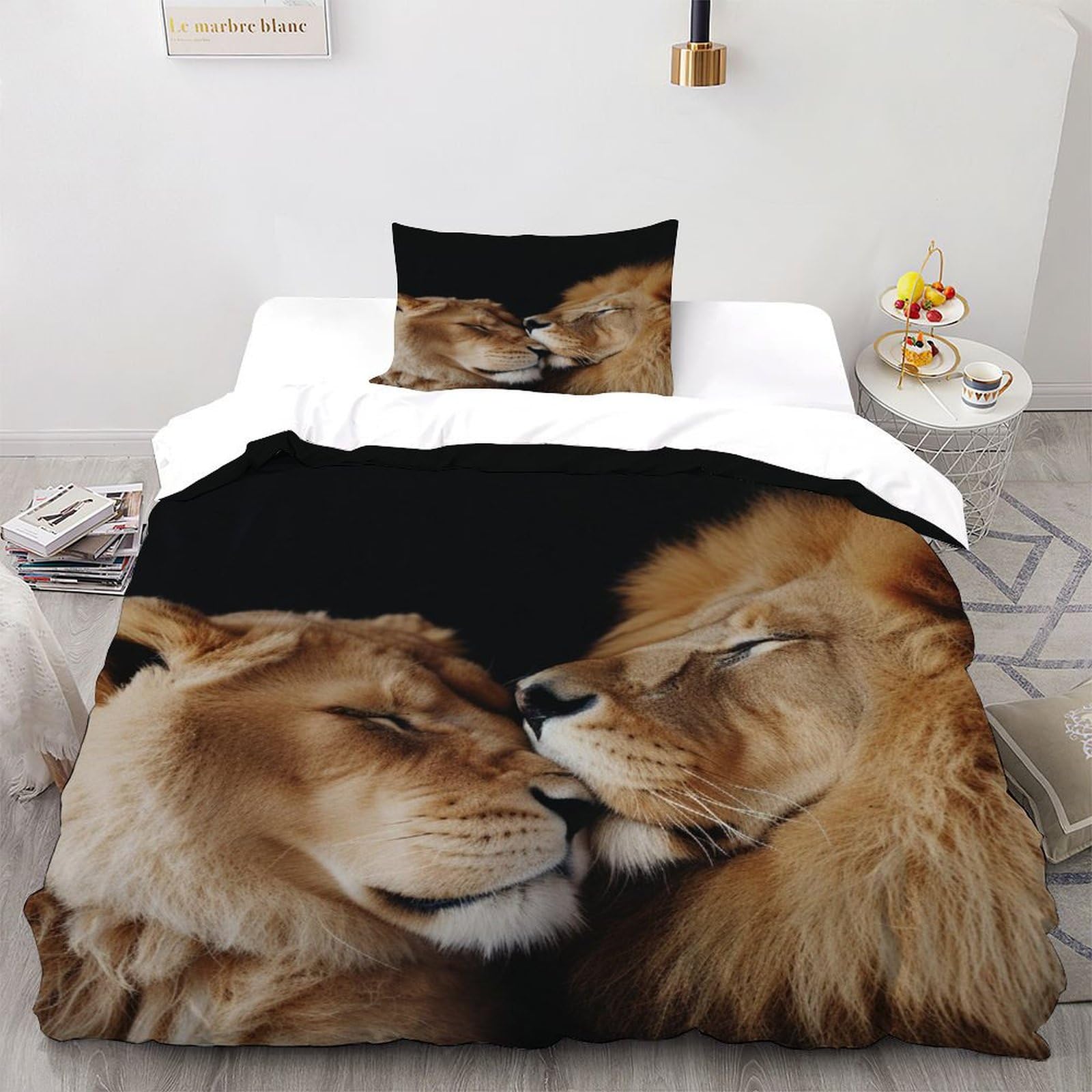 Parure de couette lion thème animal pour créer une ambiance sauvage dans la chambre enfant