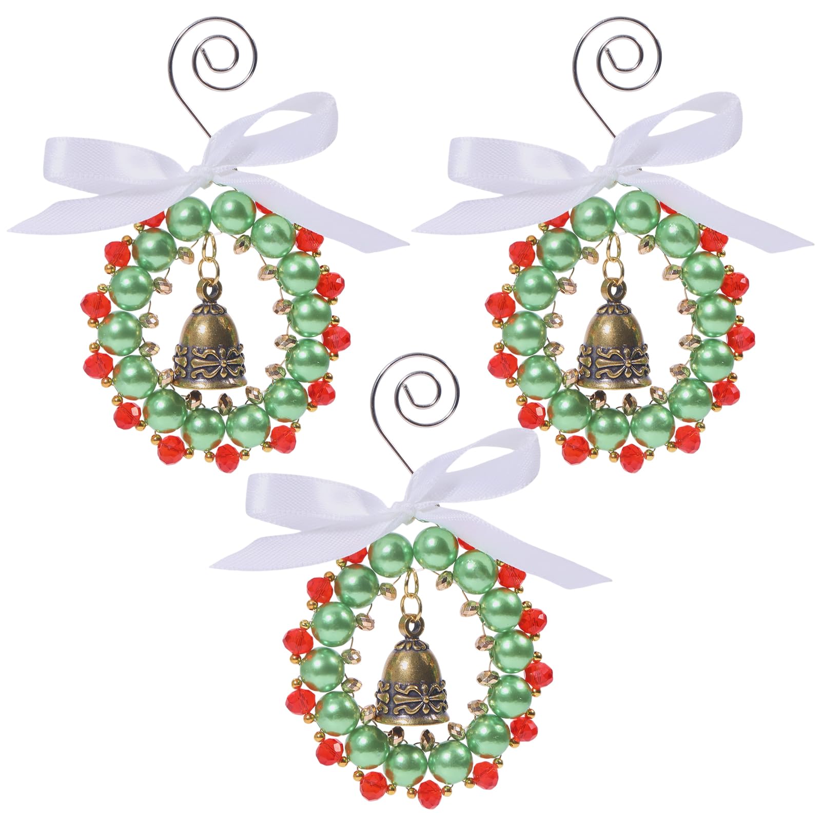 CHGCRAFT Kit de 3 Adornos Navideños Arbol, Regalos Navidad Originales, Adorno Navidad Decoración, Mini Coronas Artificiales para Decorar Árboles y Hogar