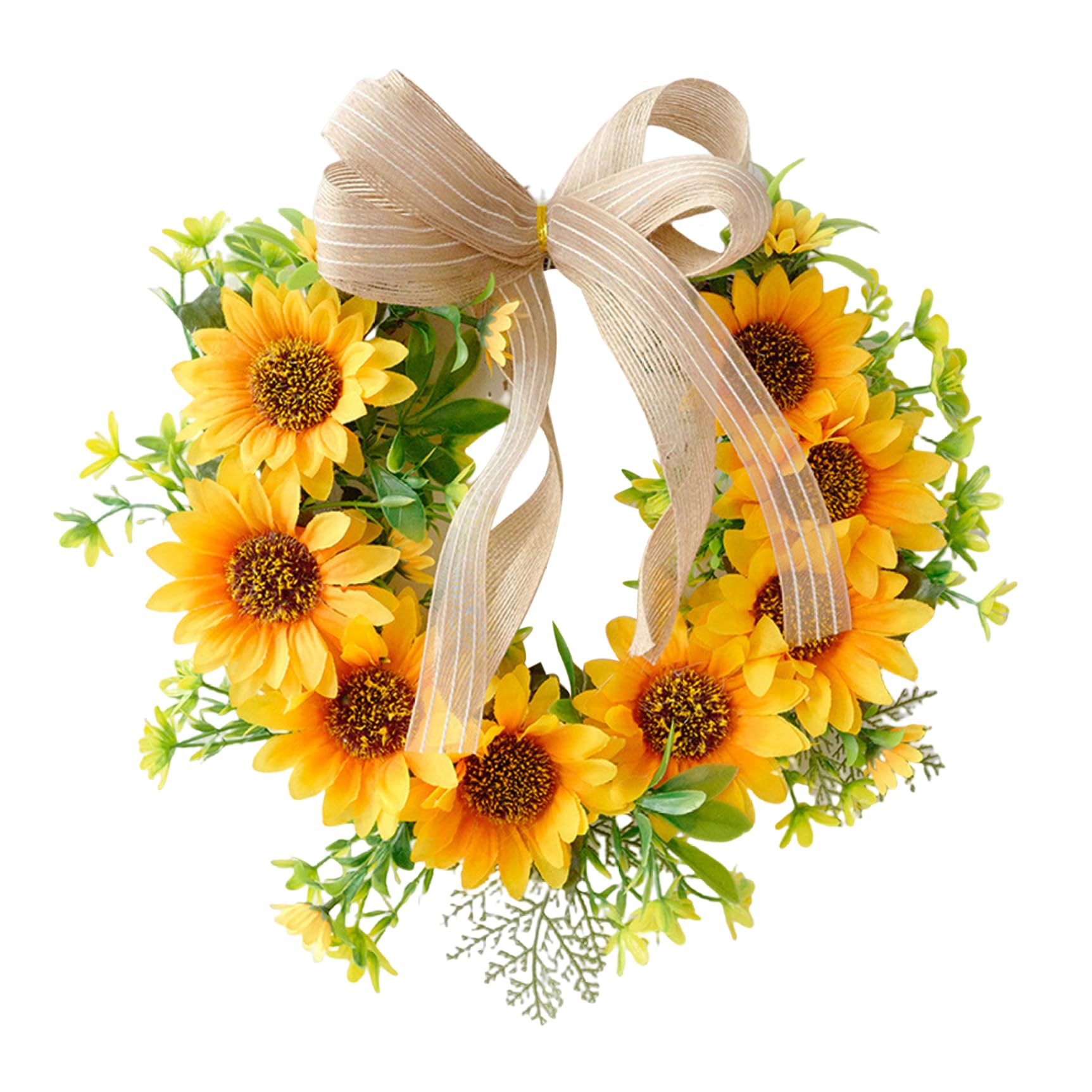Hbbgdiy Honeybee Festival Wreath 15.75 Inch Sunflower Door Wreath for Front Door Porch Wall, Hanging Summer Floral for Spring Summer Home Garden Decor