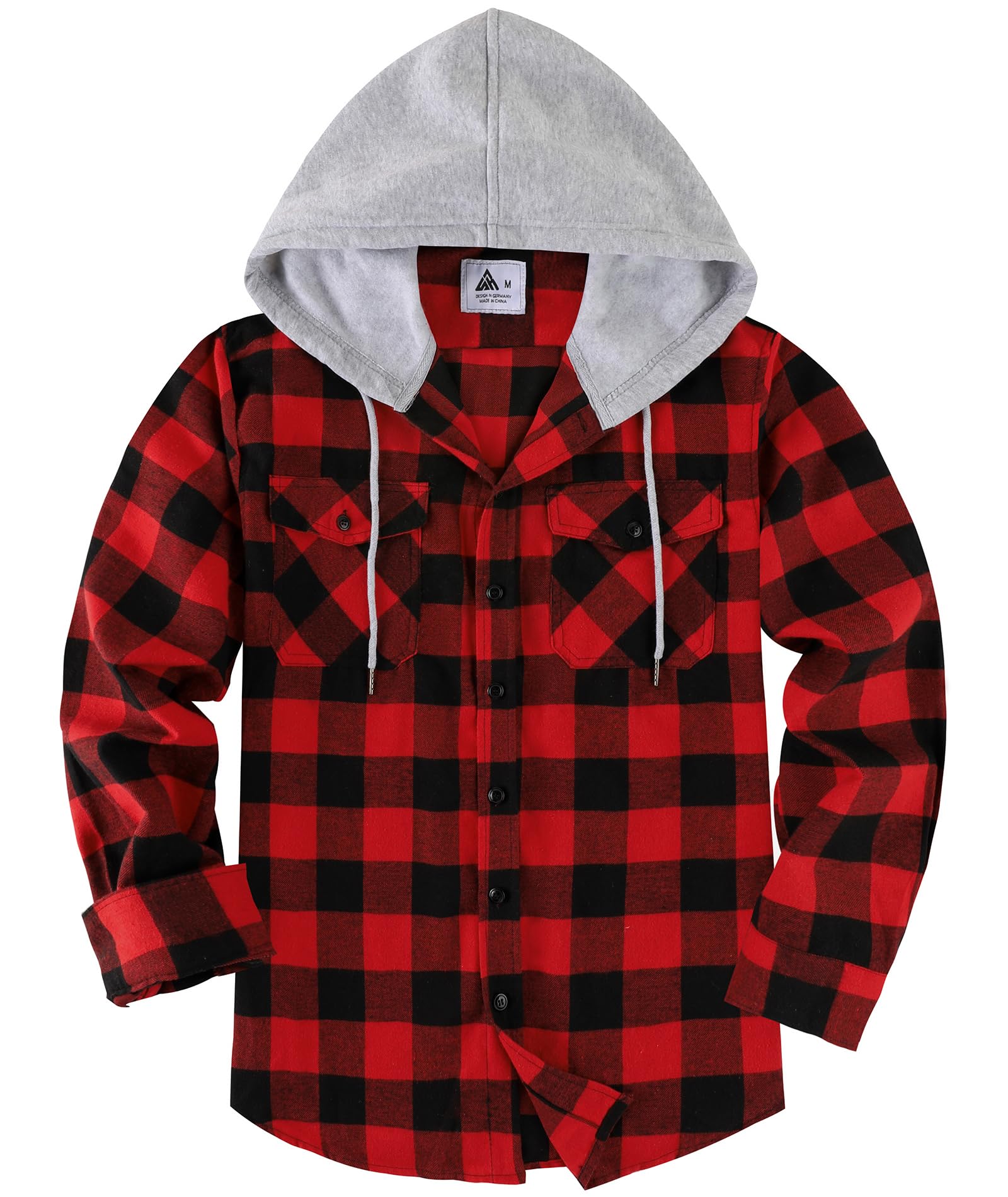 SwissWell Camicia Uomo Flanella Felpe Uomo Camicia a Quadri Manica Lunga Casual Camicia con Cappuccio M-3XL