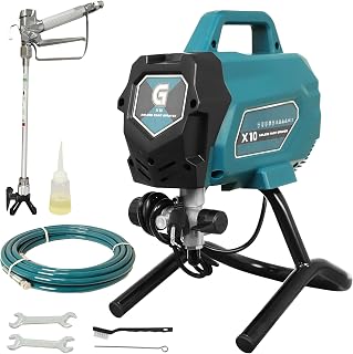 X10 Airless Paint Sprayer, 0.32GPM Stand Paint Sprayer, 3300 PSI 750W High Efficiency Paint Sprayer Machine with Extension Pole and Cleaning Kits for House Fence Painting DIY Furniture