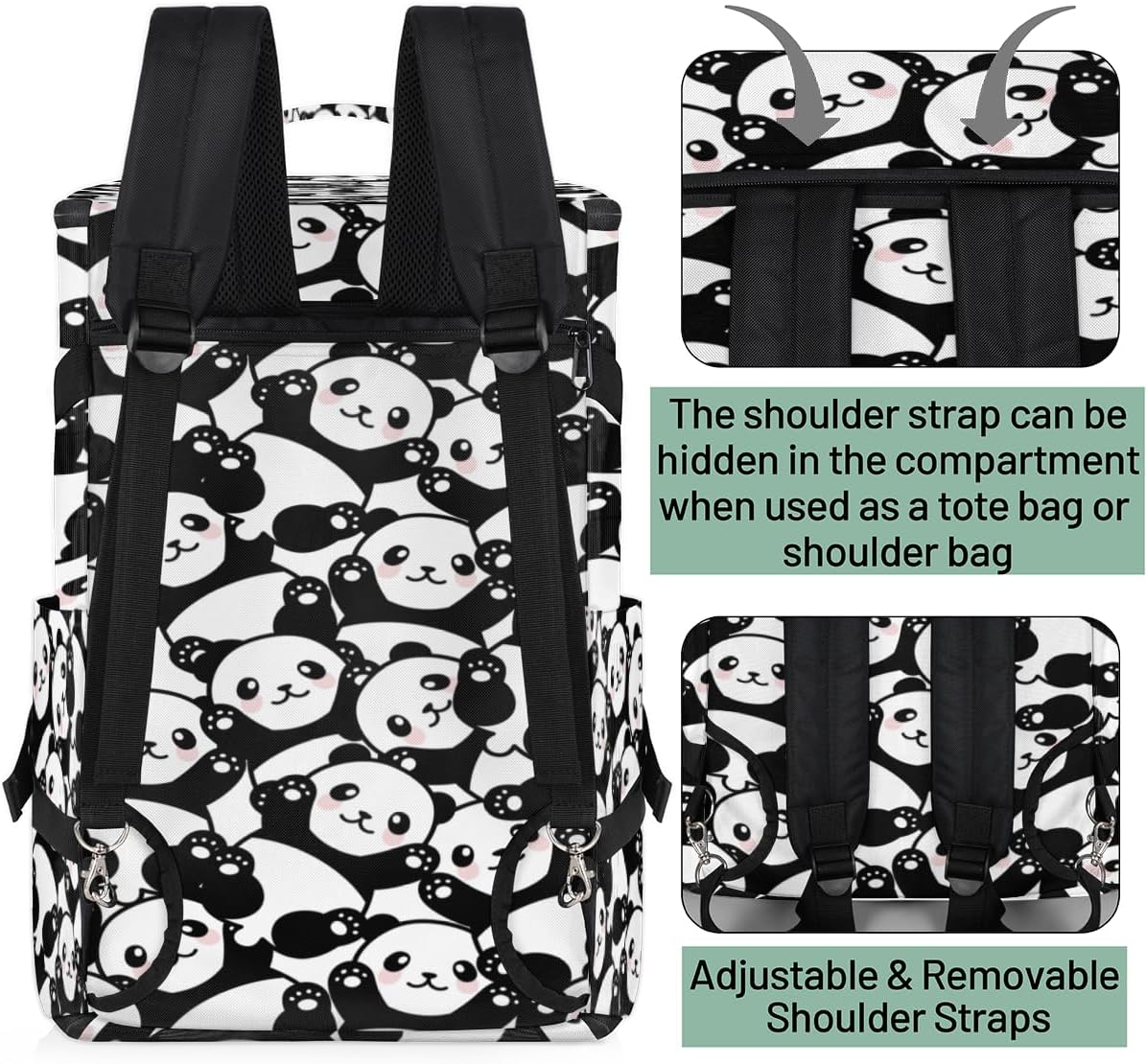 Large Sports Gym Bag With Shoe & Laptop Compartment 47L Waterproof Travel Duffel Bags for Men Women Cartoon Animal Panda Luggage Backpack Duffle Bag