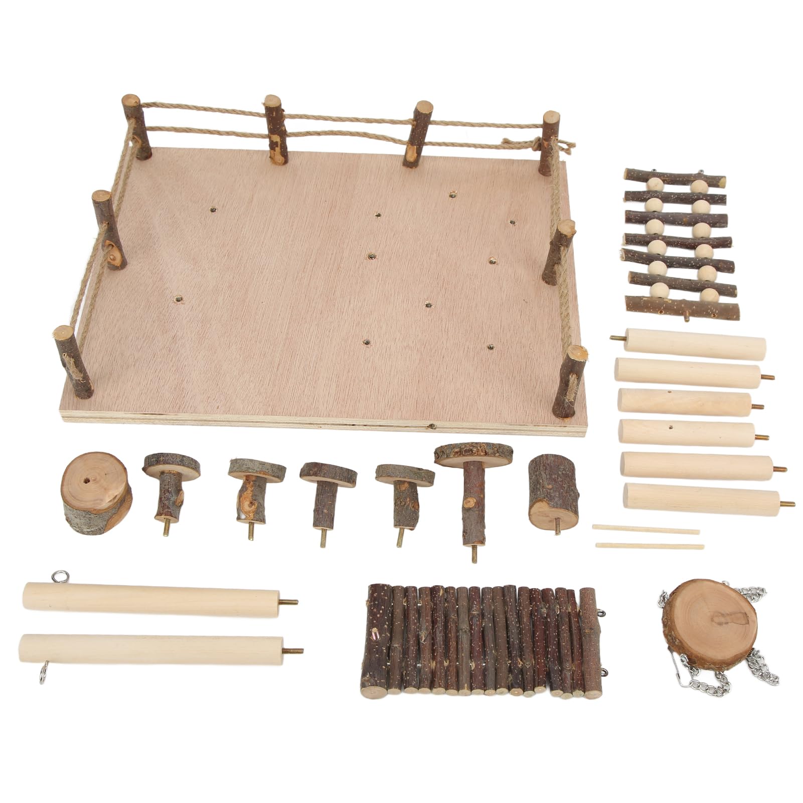 Set da Gioco per Criceti in Legno Naturale per Piccoli Animali Domestici Che Si Arrampicano e Masticano in Legno di Melo 35x26x17 Cm
