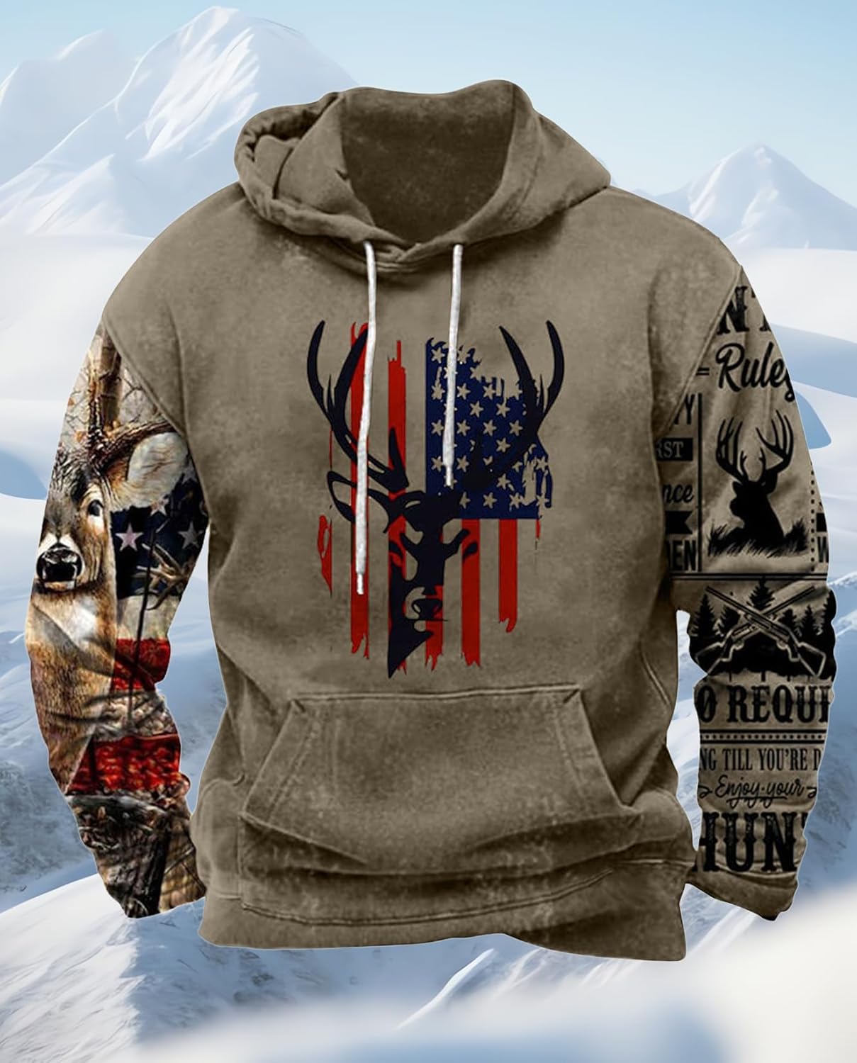 Western Hoodie for Men Aztec Cowboy Printed Drawstring Pullover Hooded Sweatshirt Mens Comfy Fleece Sweatshirt - Image 4