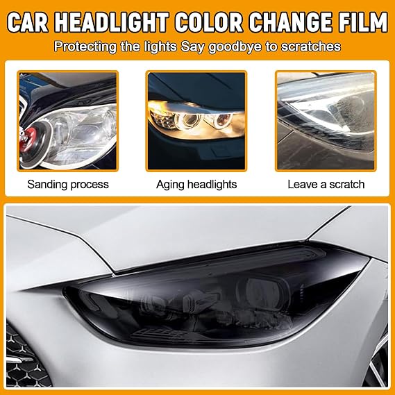 Car Headlight Tint Film,Waterproof Tail Light Tint(Black)