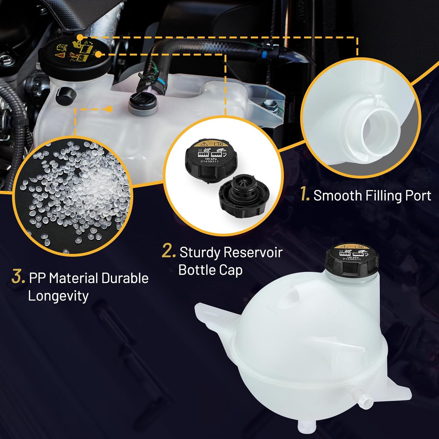 Coolant Reservoir Tank 603-844 Compatible with 2015-2019 Transit-150 Transit-250 Transit-350 HD 2015-2019 Engine Coolant Radiator Reservoir Tank Bottle Replace BE8Z8100A BK2Z8A080B DG9Z8100A