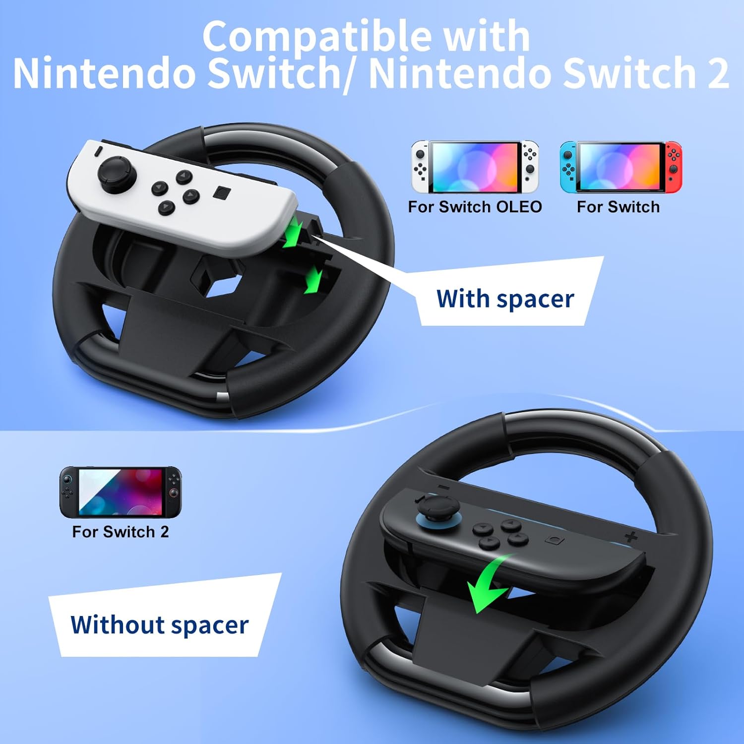 LANCUBE Racing Steering Wheel for Switch, OLED & Switch 2, Elevate Your Game with Ultimate Stability & Control for Mario Kart Racing,Black - Image 2