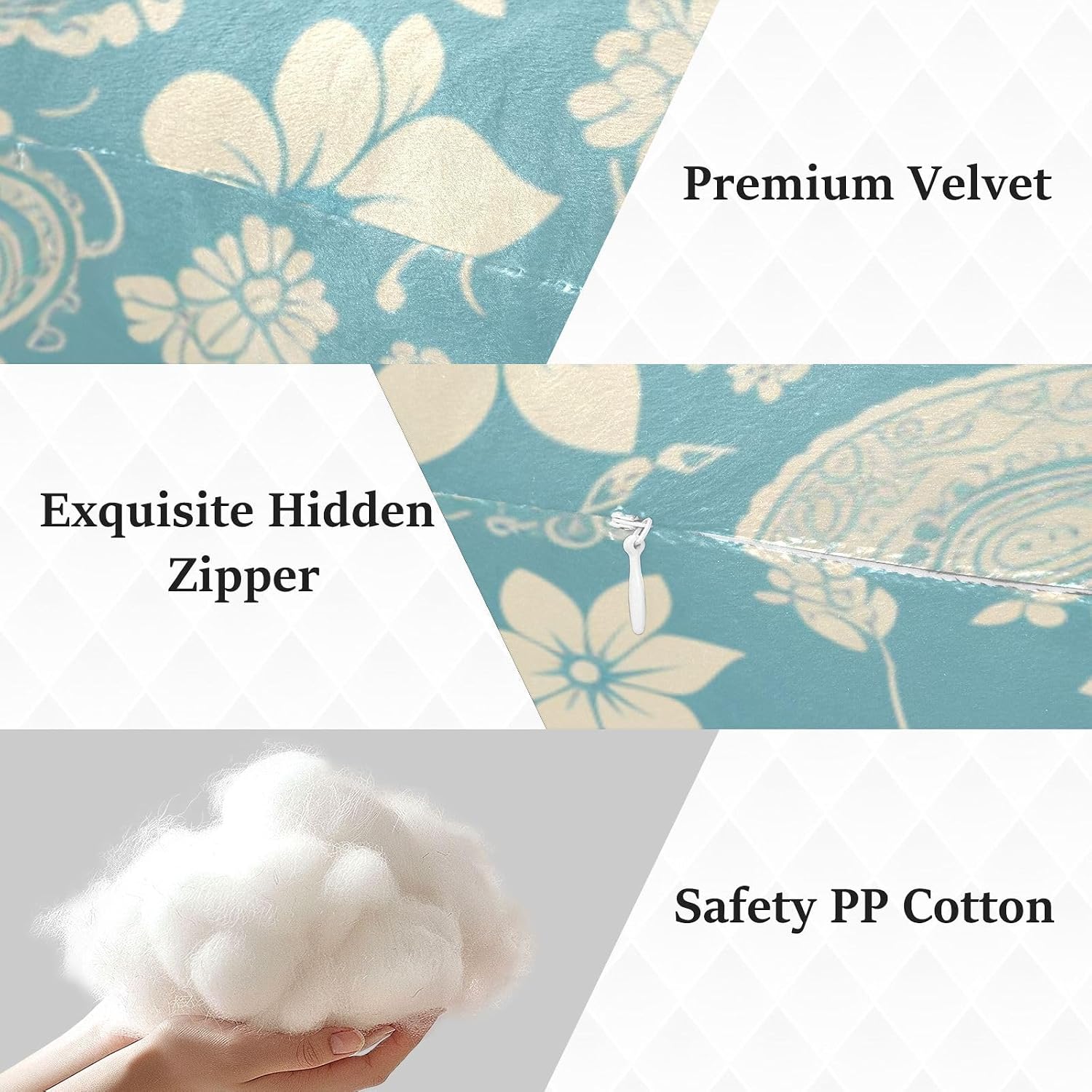 Hypoallergenic Human Pillow Fleece Material Sofa Cushion Back Support for Kids Teal Simple Pattern
