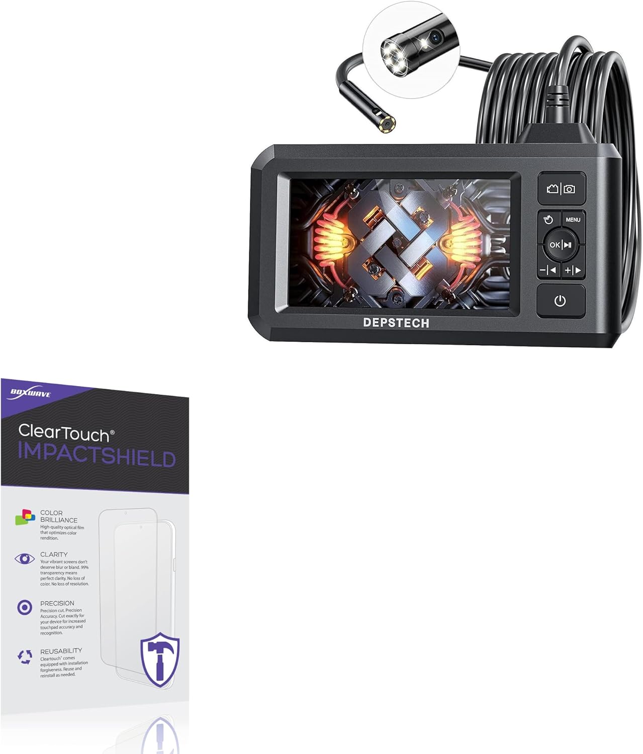 BoxWave Screen Protector Compatible With Depstech HD Dual Lens Endoscope (4.3 in) - ClearTouch ImpactShield (2-Pack), Impenetrable Screen Protector Flexible Film