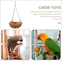 Vista 6 de POPETPOP Nido de pájaro de concha de coco natural – Nido mecedora colgante de pájaro caja nido de loro de coco jaula para pájaros de coco, cabaña