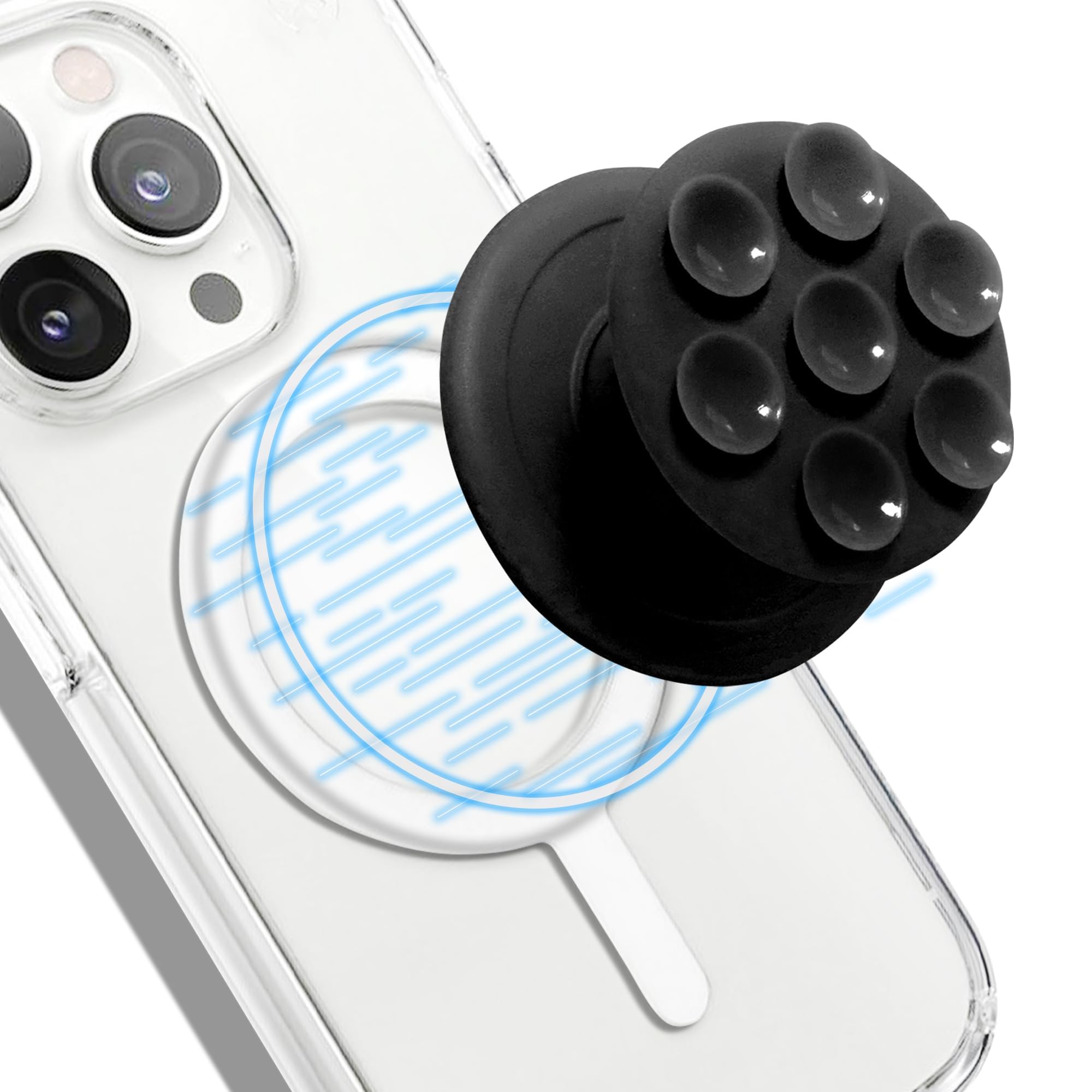 Azonee Magnetic Phone Grip for Magsafe Phone Grip, Magnetic Silicone Suction Cup Phone Mount with Hands-Free Stand for iPhone 15 14 13 12 Series, Perfect for Selfies, Videos, Durable, OneTouch Holding