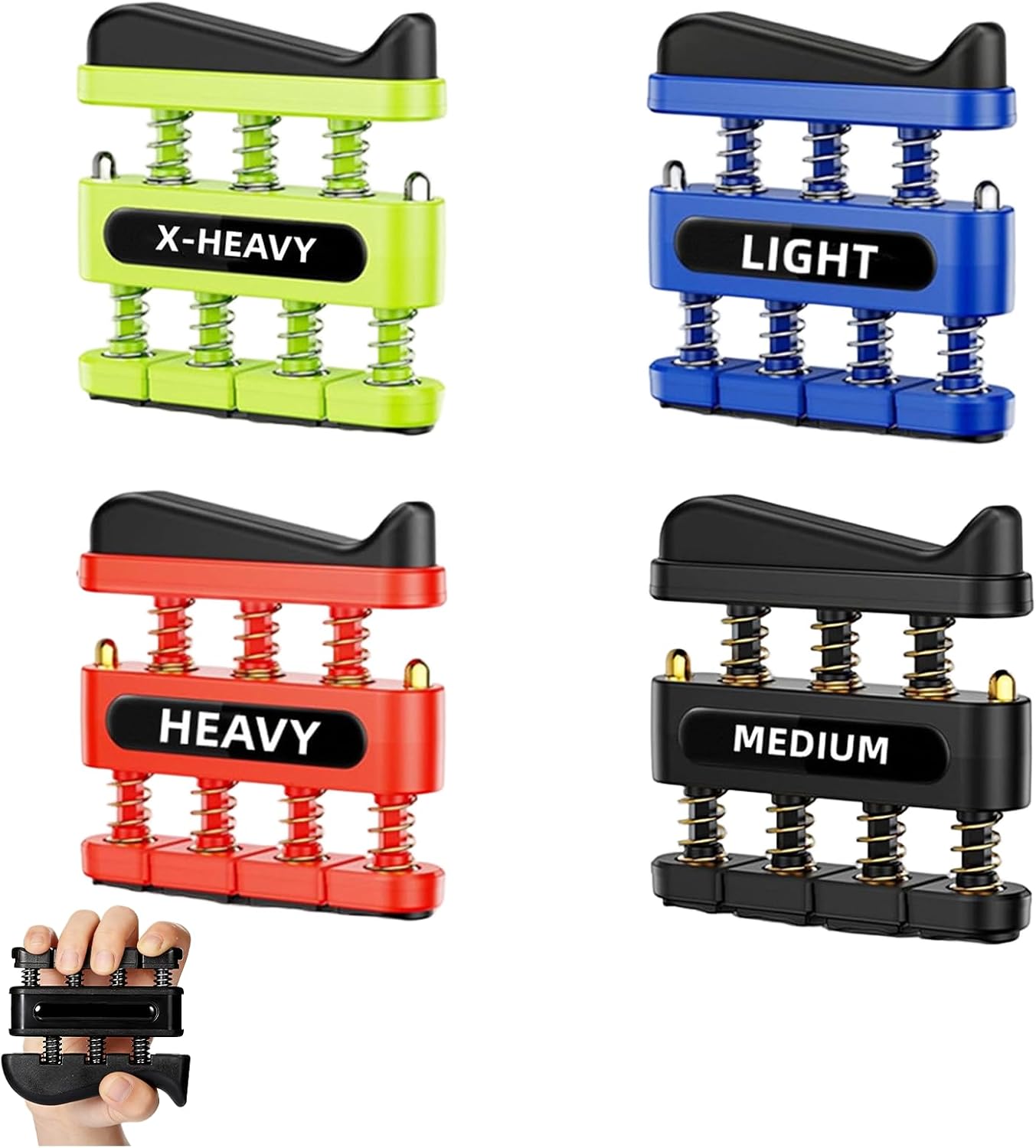4 Pack Finger Strength Trainer and Hand Trainer Hand Grip Trainer with 4 Resistances 3 LB 7 LB 11 LB 14 LB Hand Gripper for Grip Strength Fingerdumbbell Forearm and Rehabilitation