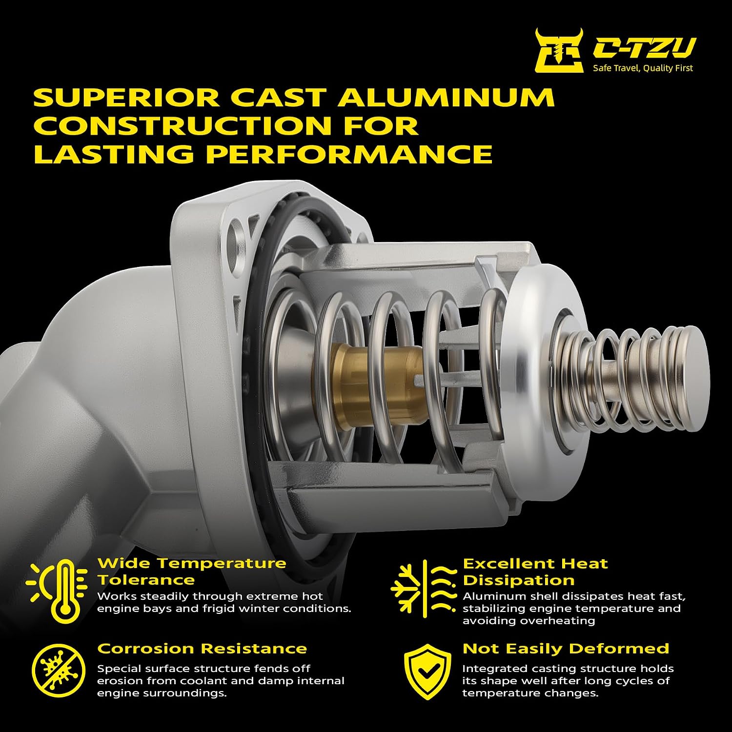 Upgrade Aluminium Thermostat Housing Assembly for Cadillac Escalade ESV 2015-2020 GMC Sierra 1500 Yukon 2014-2020 Chevrolet Silverado 1500 2500 Suburban Tahoe 2014-2020, 902-2090 15-11125 12674639