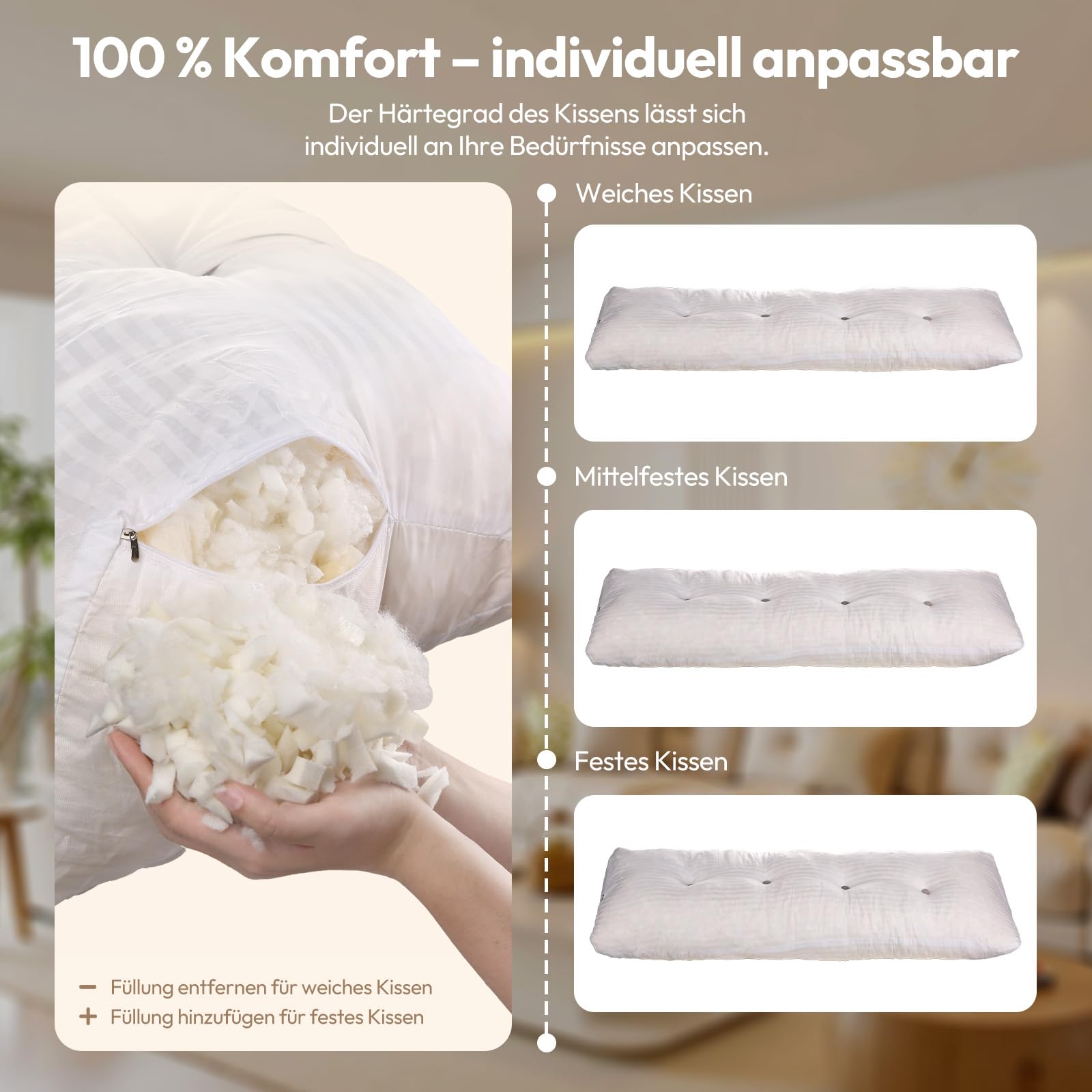 Treeboy Keilkissen Wandkissen Bett Kopfteil Bezug Sofakissen Rückenkissen | Lesekissen Für Bett Und Sofa Matratzenkeil Couchkissen Lumbalstütze Wedge Pillow Mit Seitentasche, Grau, 90 * 50 * 20cm