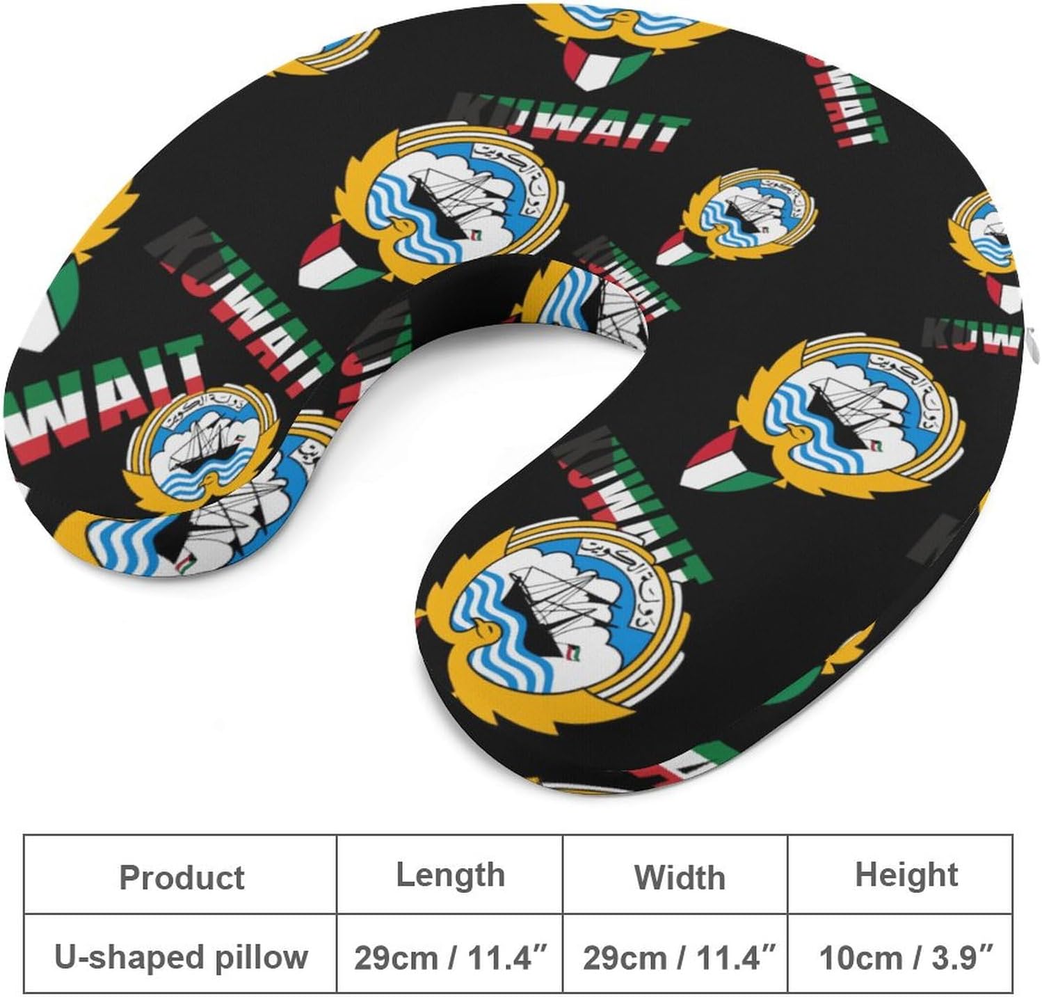 Kuwait Flag Kuwaiti National Emblem Memory Foam Pillows U Shaped Travel Neck Pillow