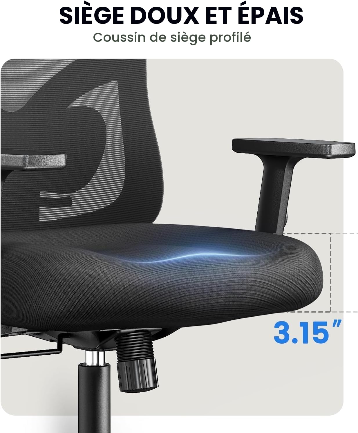 NOBLEWELL Chaise de Bureau Ergonomique Support Lombaire Appui-tête 2D Accoudoirs Réglables Coussin Amélioré Inclinaison Bascule 130° Ordinateur Bureau Domicile