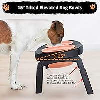 Vista 3 de Cuencos elevados para perros grandes, mascotas medianas, plegables, 2 cuencos elevados para comida para perros con soporte de 3 alturas ajustables