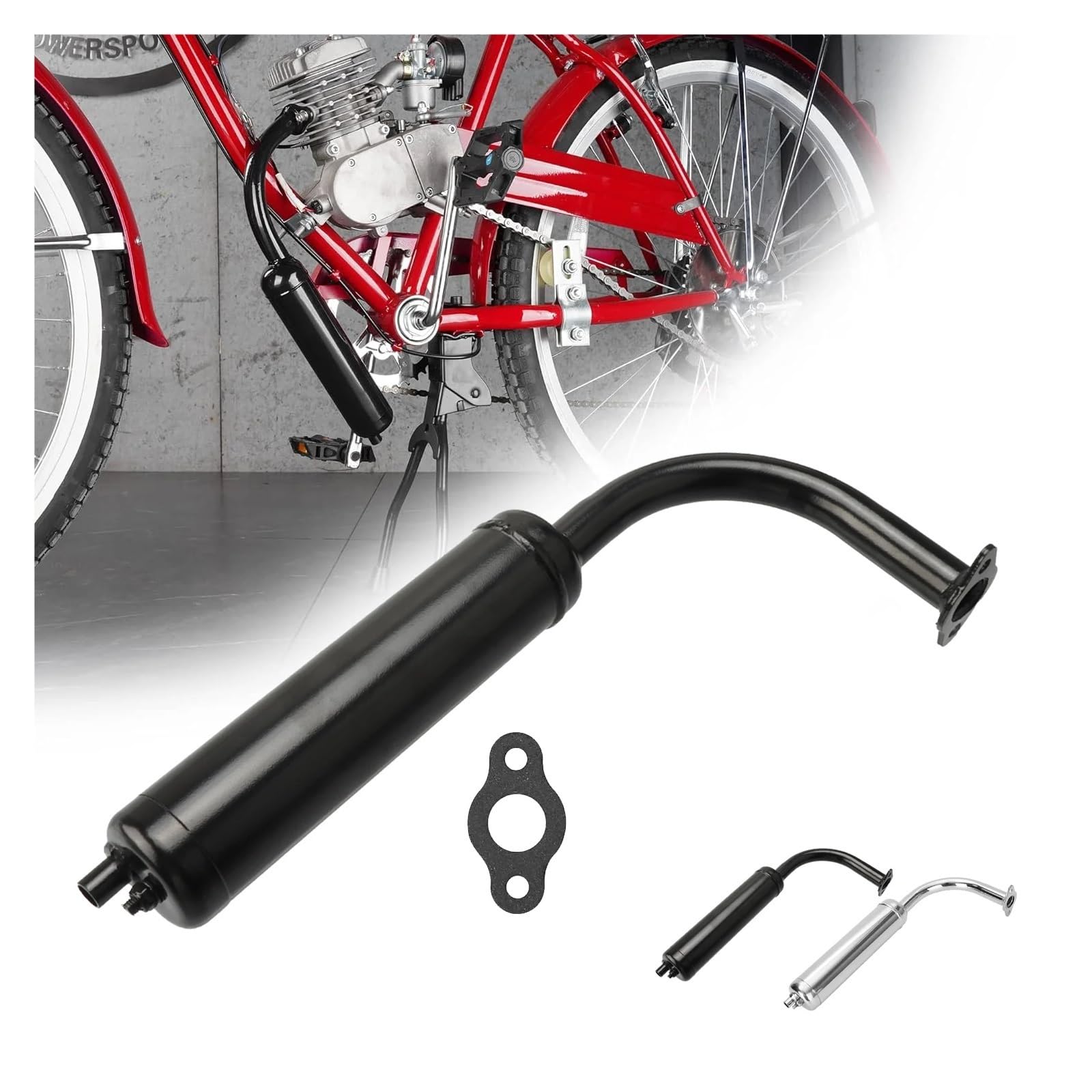Silenziatori terminali moto Accessori per motociclette Modifica motore a 2 tempi Tubo di scarico marmitta da 40 mm con guarnizione per 49 cc 50 60 66 80 100 | Sliver