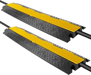Cable Protector Floor Cover Ramp - 1 Channel Cable Protector Rubber Floor Cord Concealer - Heavy Duty Cable Protector Wire/Hose/Pipe Hider Driveway Protective Covering Armor - Pyle PCBLCO102X2 (Pair)