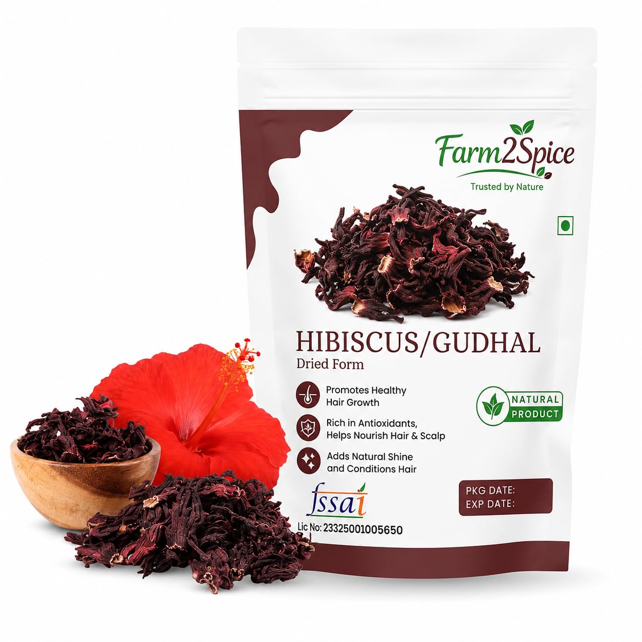 Organic Raw Hibiscus Flower 500g | Dry Hibiscus Rosa-Sinensis Gudhal Ka Phool for Hair Growth, Hair Fall Control & Scalp Care | Natural Hair Mask, Face Pack for Skin Care | Pure Raw Form-picture-44
