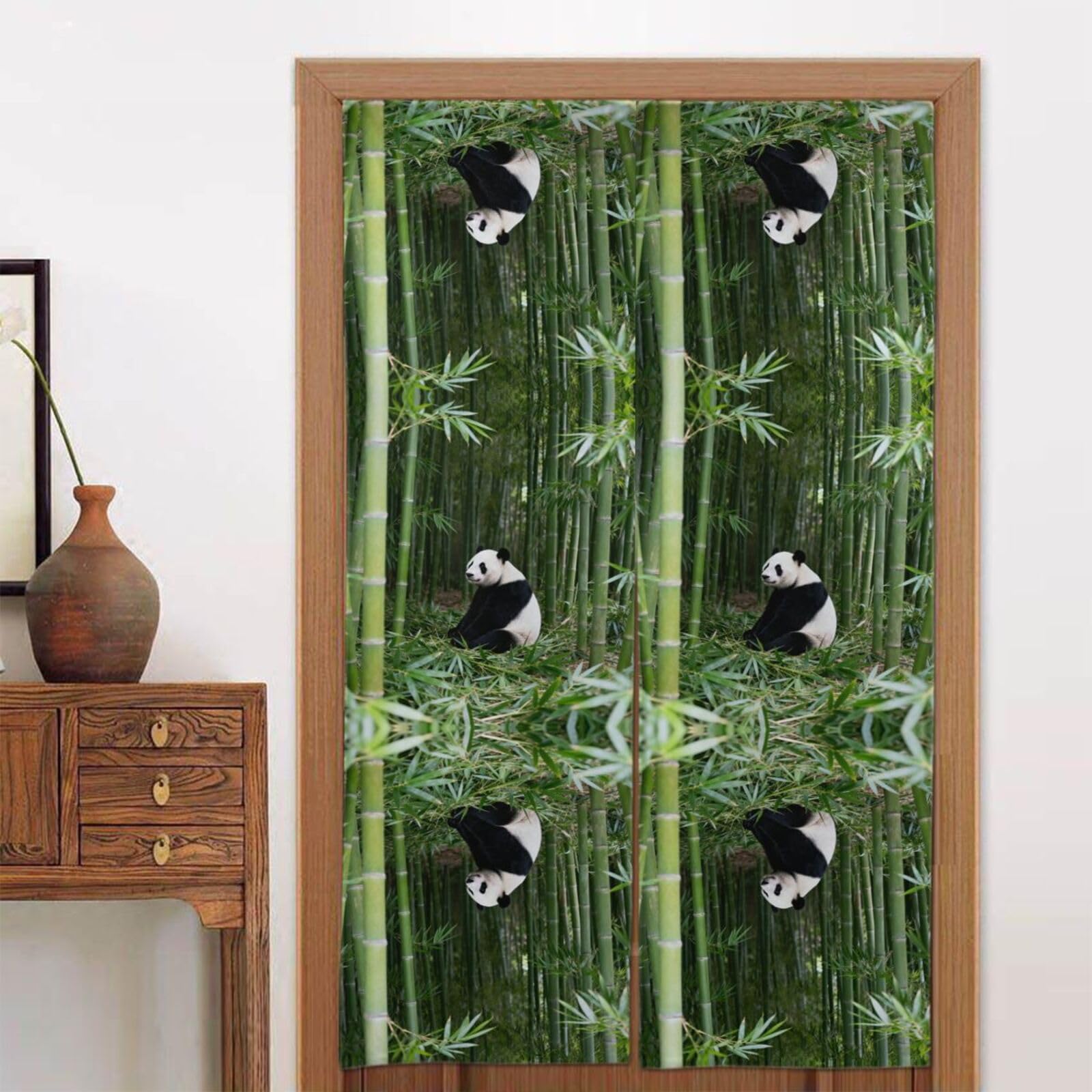CNTDBU Panda Bamboo Forest Door Curtain 34x56 Inch-Room Divider Panel for Privacy, Entryway Screen for Kitchen Bedroom