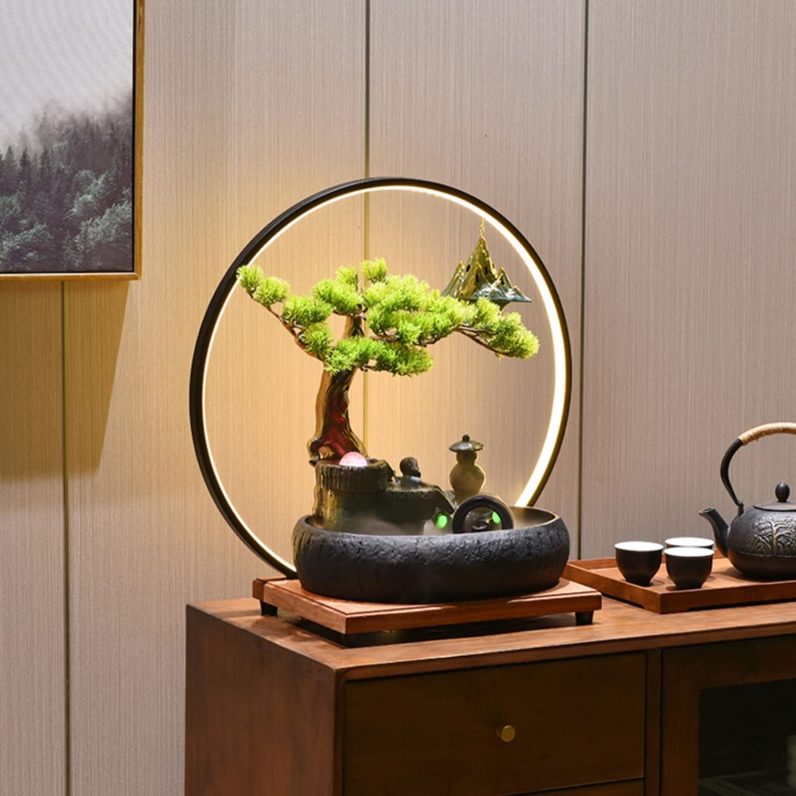 Característica del Agua en casa Fuente de Mesa Feng Shui(Negro)