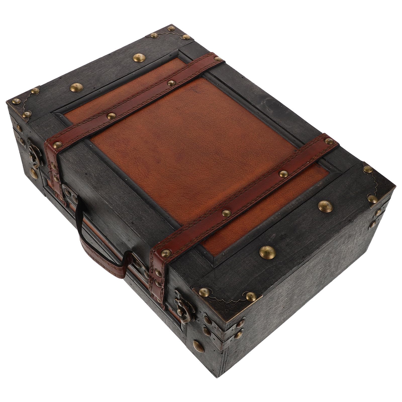 Baule in Legno, Scatola Portaoggetti Vintage, Valigia Decorativa Retrò con Coperchio a Cerniera e Maniglia, Grande Capienza, per Occasioni Speciali e Feste