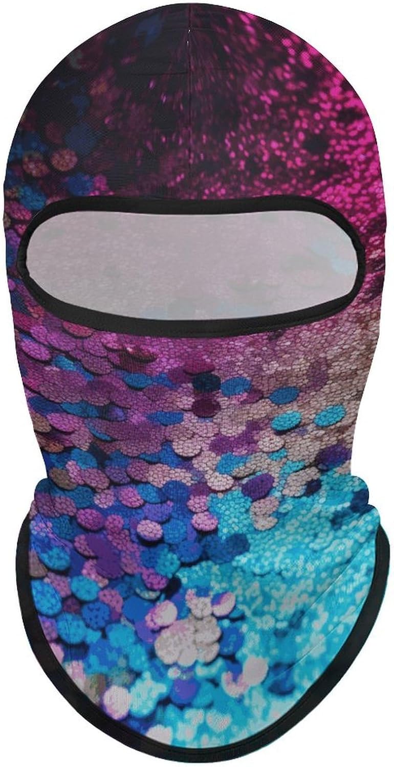 Glitter Sequin Spot Balaclava Ski Mask Sun Protection Breathable Full Head Mask Full Face Mask Neck Gaiter Windproof Scarf for Motorcycle Skiing Cycling