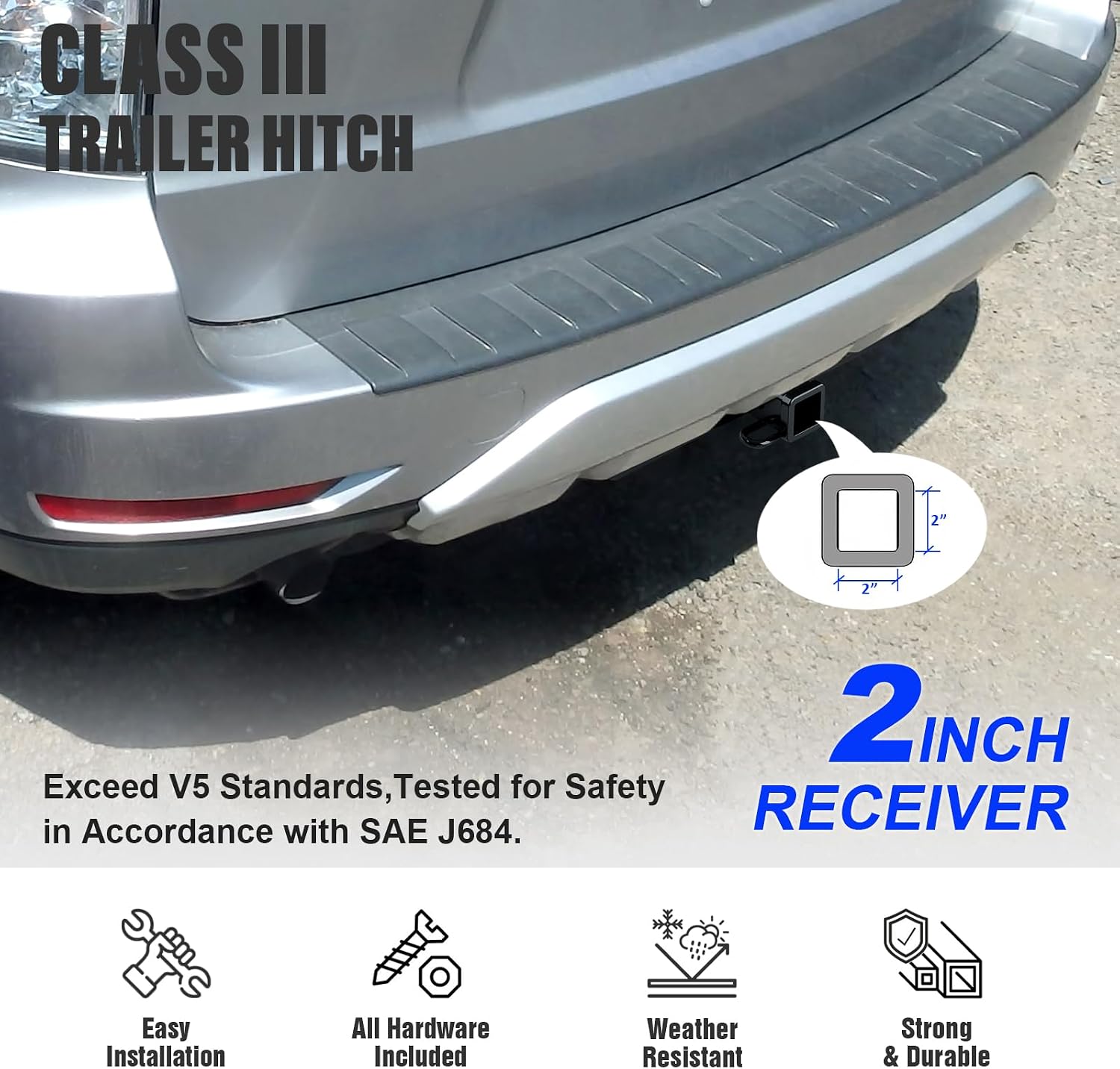 Trailer Hitch, 2 inch Towing Hitch Receiver with Class 3 Hitch Cover Compatible with Subaru Forester All 2009-2013