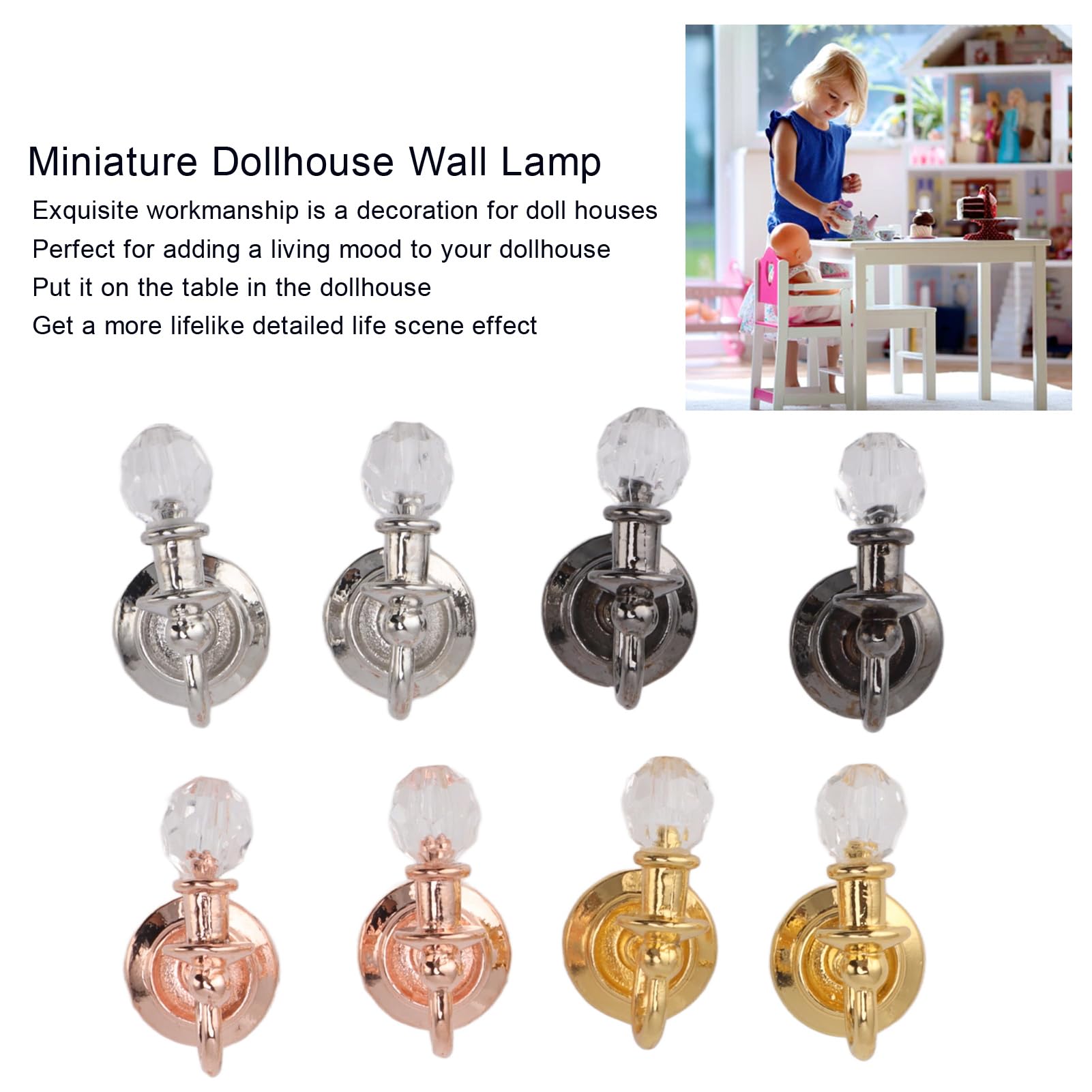 Pack De 8 Lámparas De Pared Miniatura Para Casa De Muñecas – Estilo Vintage Escala 1:12