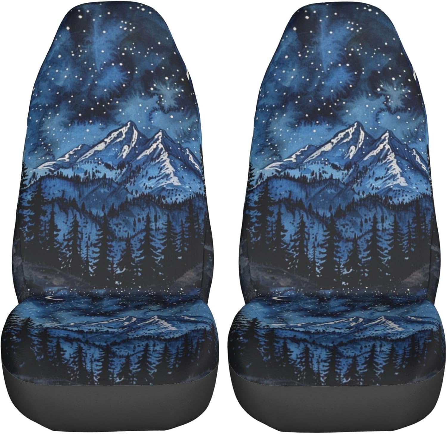 Foruidea Mountain Moon Car Seat Covers Universal 2 Pcs Auto Front Seat Cover Fit Most Cars,SUV,Sedan,Trucks