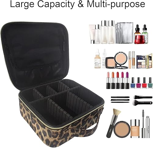 Miniatura 3 de Bolsa de maquillaje de viaje con divisores ajustables, organizador de estuche de almacenamiento de tren cosmético para cepillos cosméticos