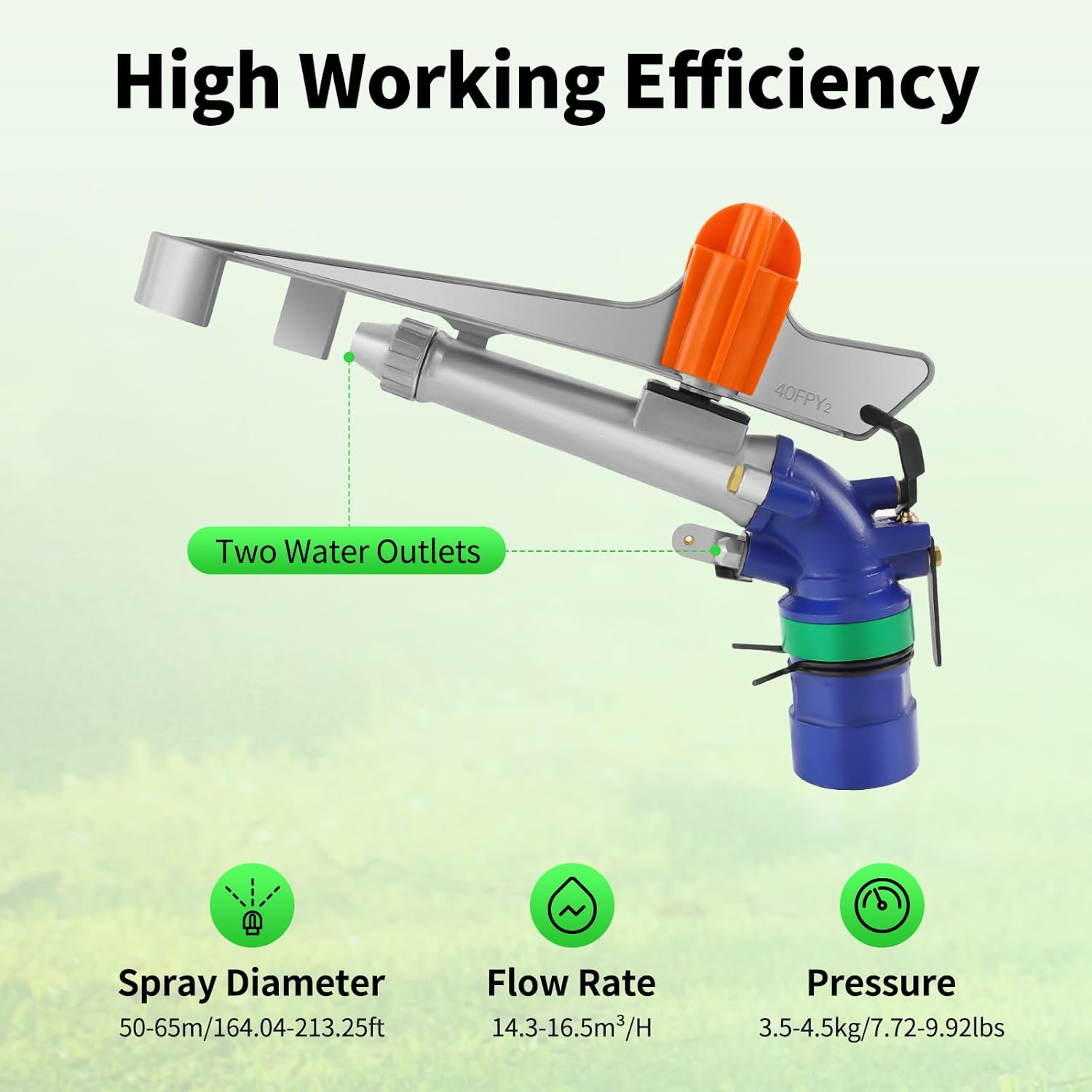 DNYSYSJ 2" Water Spray Gun Large-Area Agriculture Irrigation Watering Sprinkler for Garden Farm Lawn