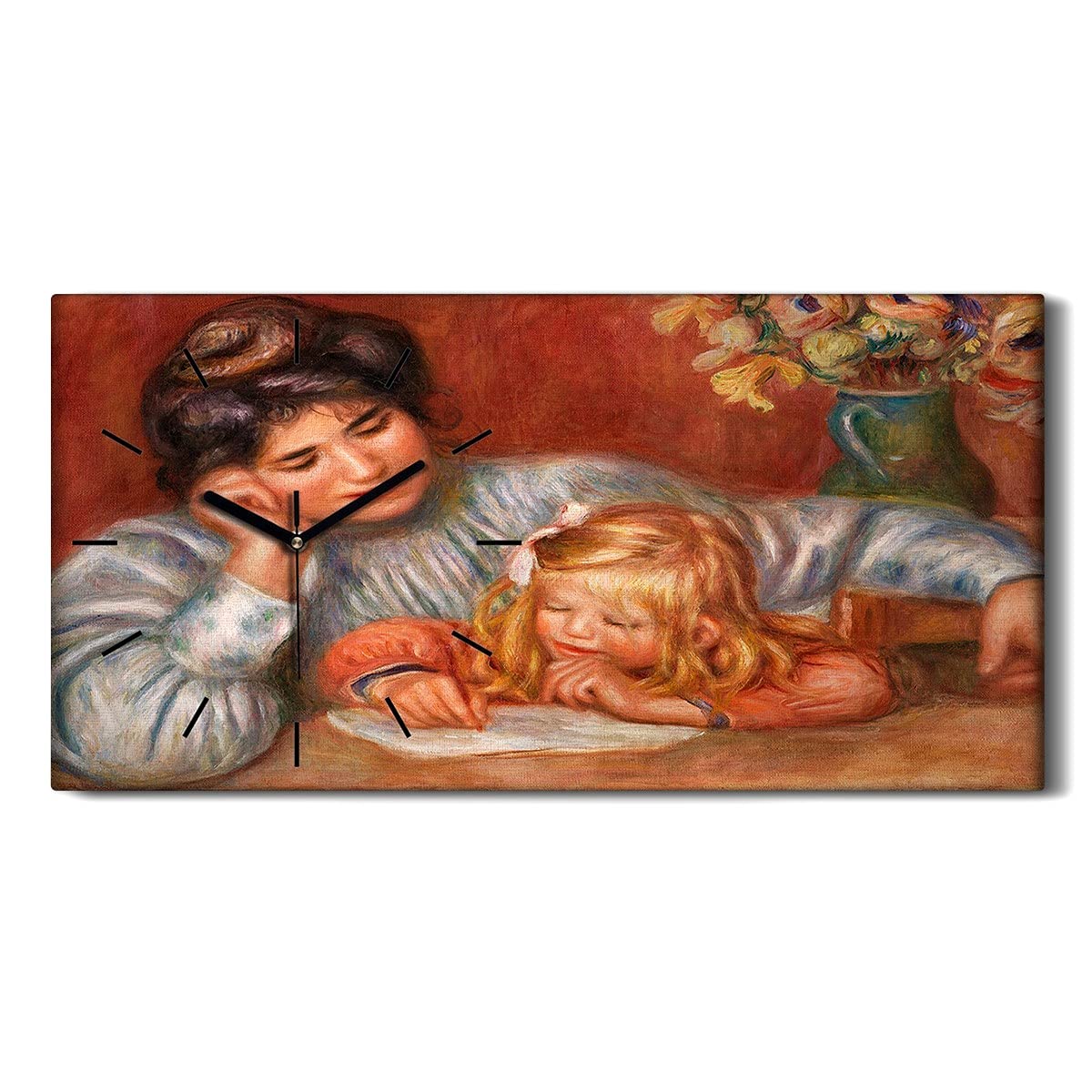 Horloge sur toile silencieuse 60x30cm pour en finir avec le bruit du tic tac