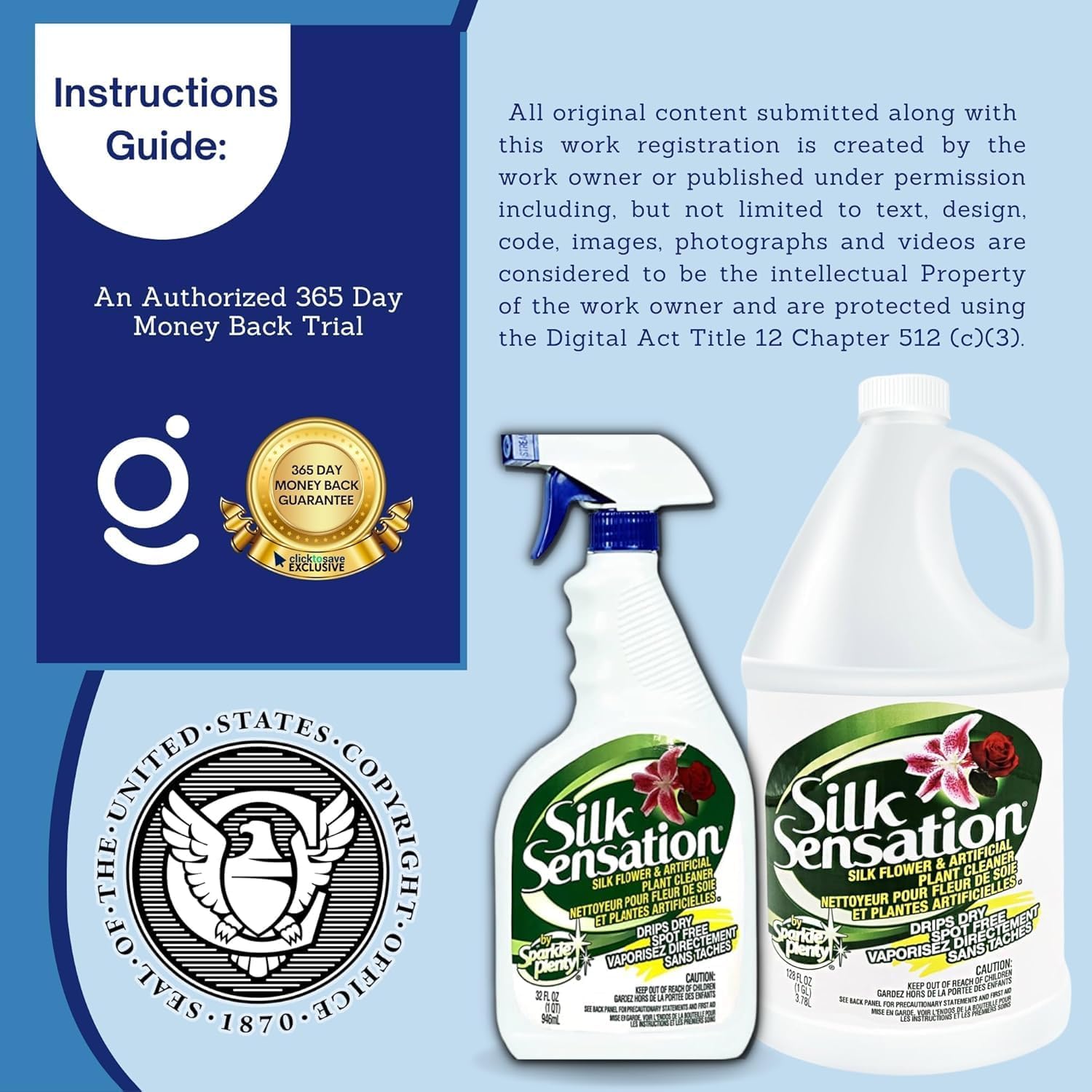Sparkle Plenty Silk Sensation - Dusting Silk Plant Cleaner Spray No Wipe for Fake Flower & Greenery - Artificial Plant Cleaner Spray No Wipe - Cleaning Leaf Shine for Indoor Plants (160 oz, 2 Pack)